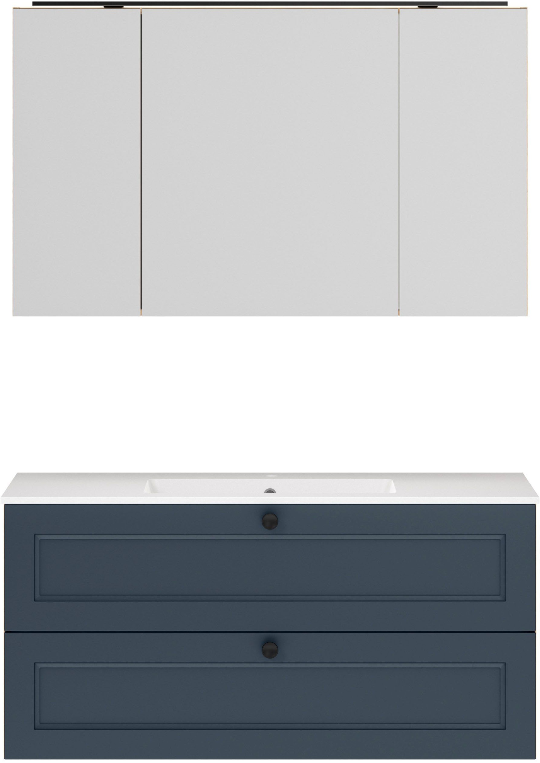 nobilia "Cascada" Set, mit Waschbecken, inkl. Spiegelschrank mit Beleuchtung, 2 Stk. tlg.