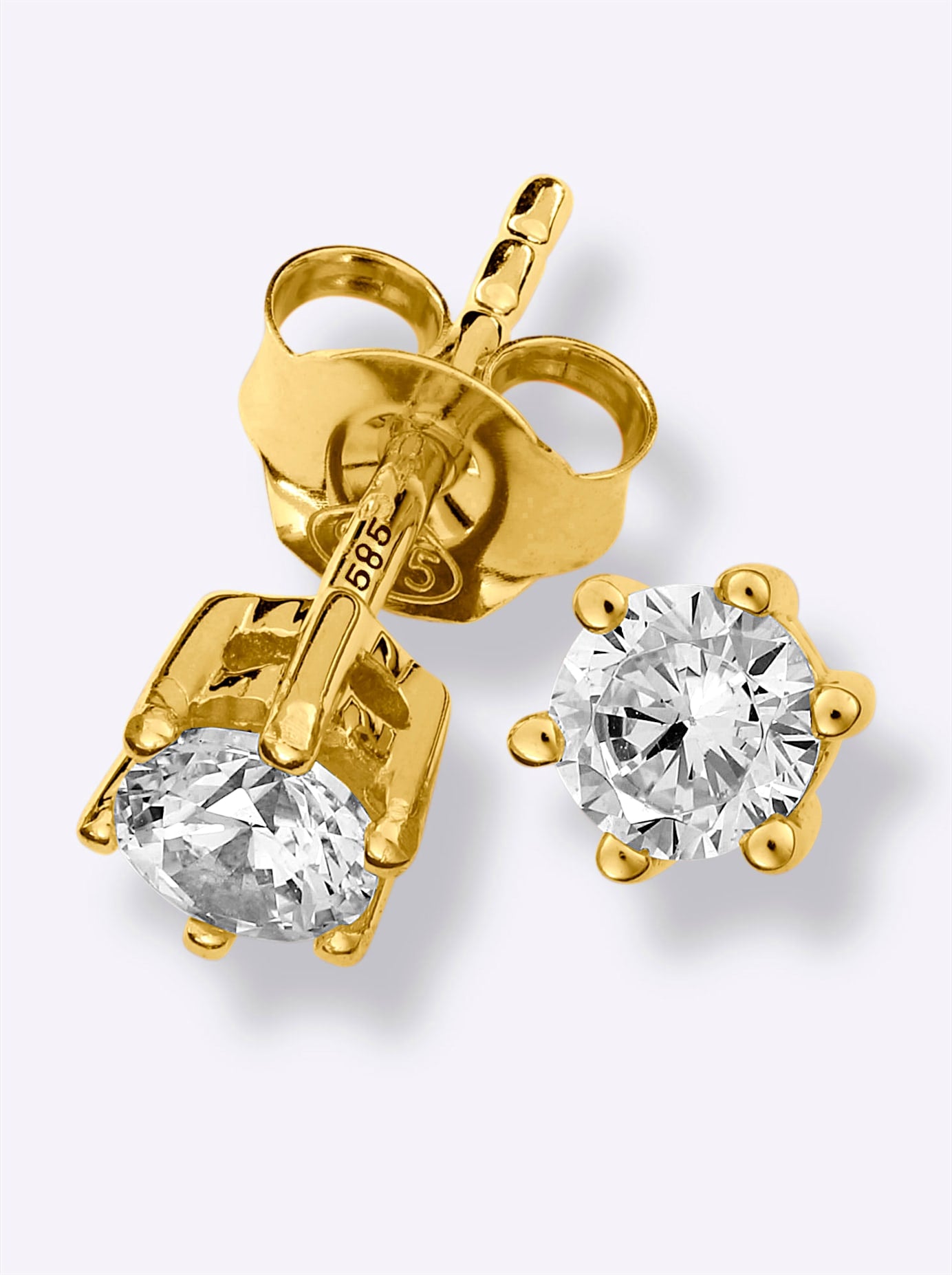 Paar Ohrstecker LADY, gelb (gelbgold 585), Ohrringe, Damen, Diamanten