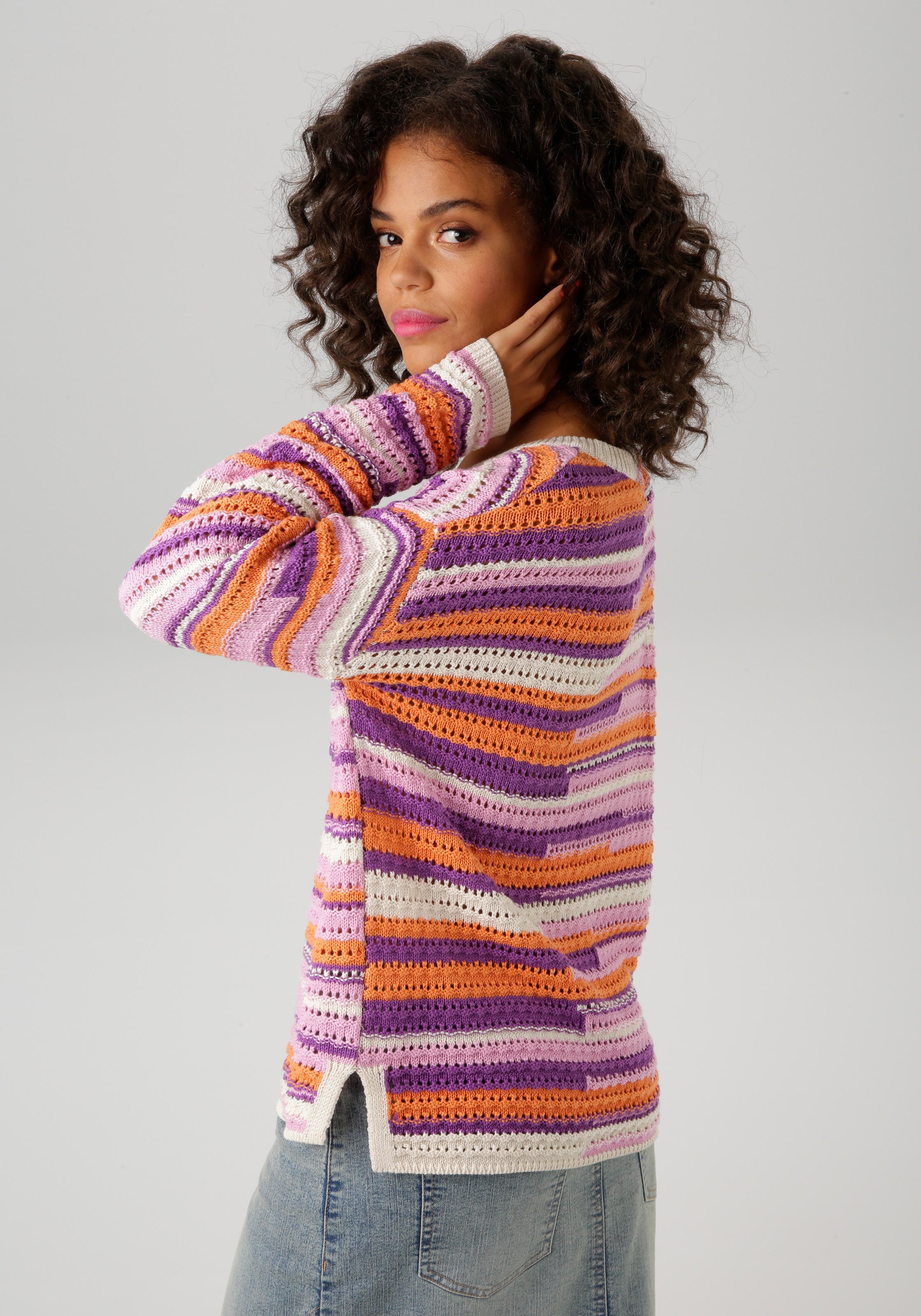 Aniston CASUAL Strickpullover, im extravagantem Streifen-Dessin günstig online kaufen