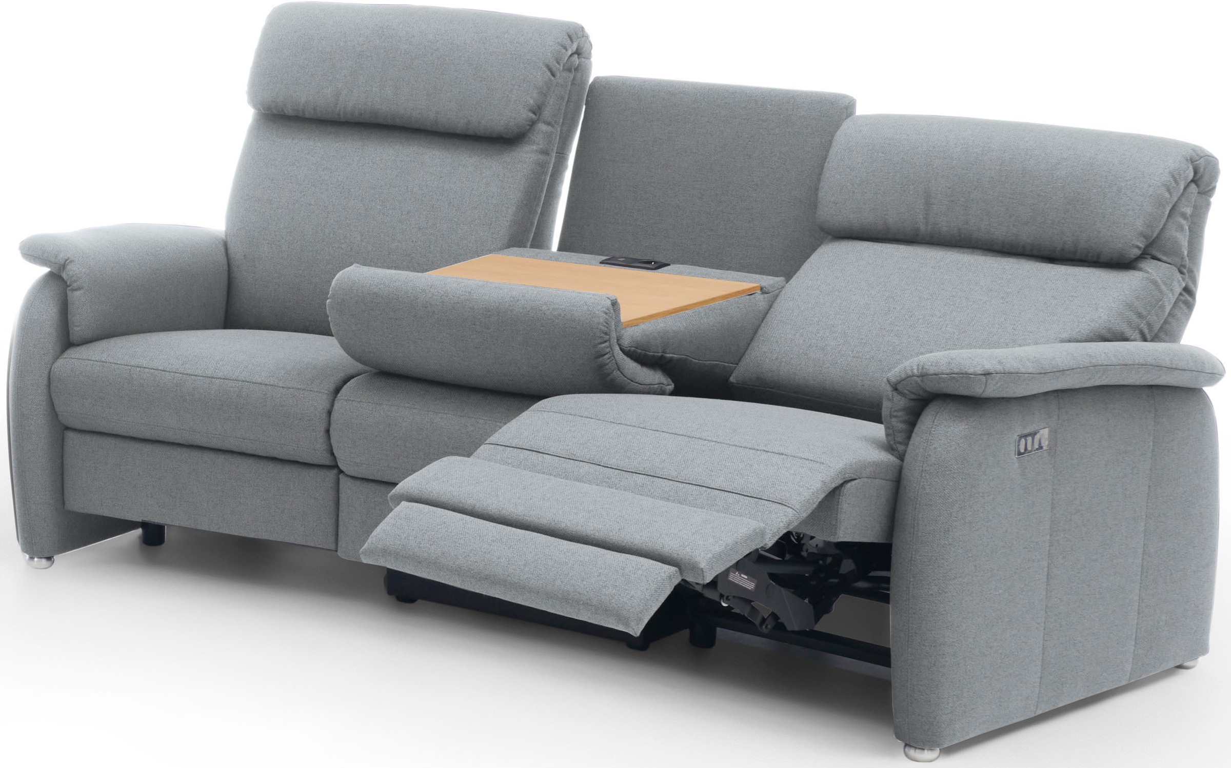 Home affaire 3-Sitzer »Turin mit Steckdose und USB-Port auch in Easy care-Bezug«, 2 x vollmotorische Relaxfunktion, herunterklappbarer Tisch