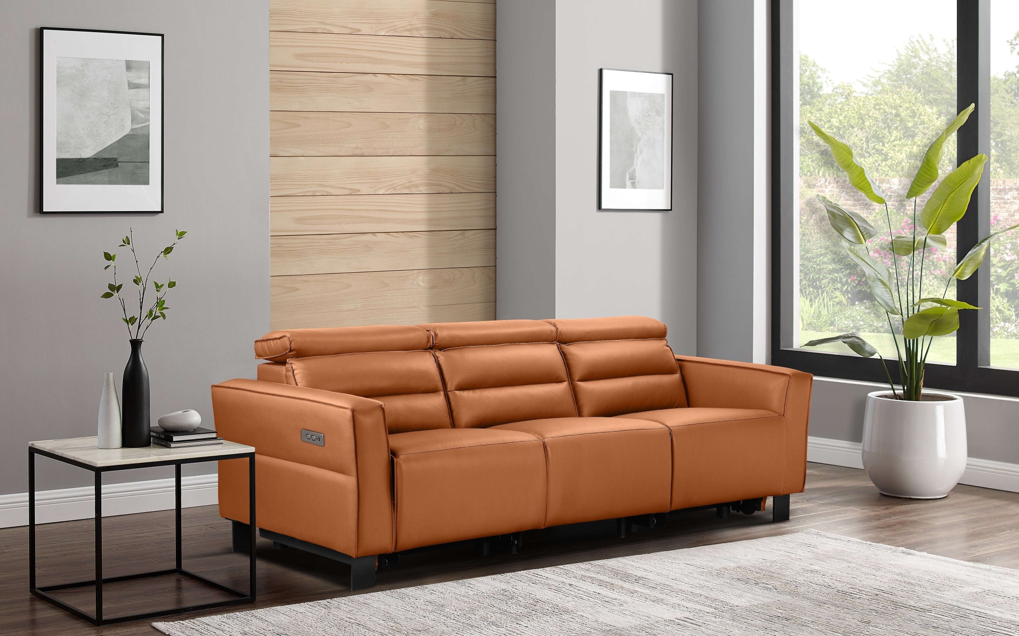 Places of Style 3-Sitzer »Carpari, 224cm, manuelle od. elektrische Relaxfunktion in 2 Sitzen«, mit USB-A/C, Kopfteilverstellung, Echtleder, Kunstleder, Webstoff