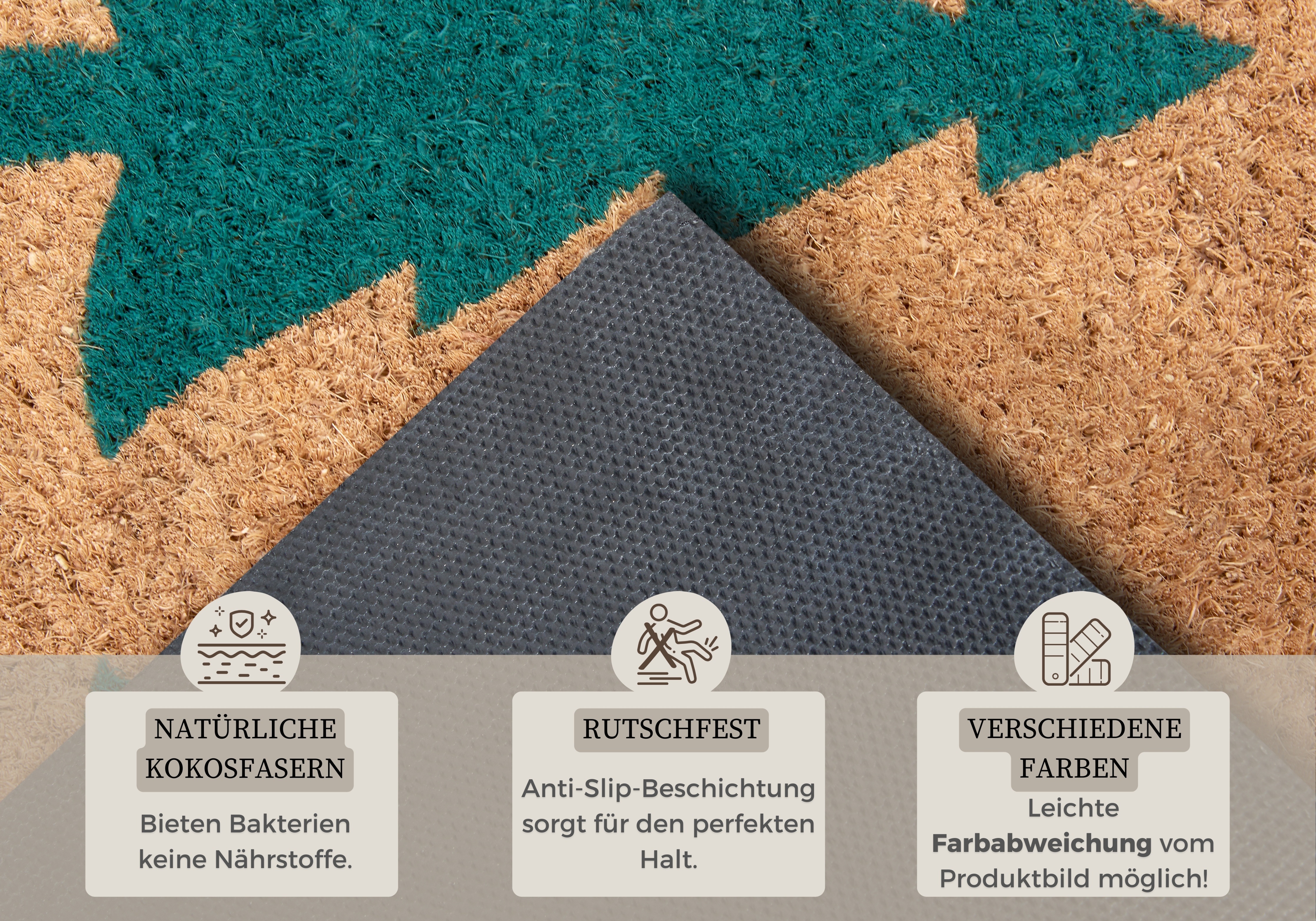 Thumbnail - HANSE Home Fußmatte "Mix Mats Kokos Pine Trees, Türmatte", rechteckig, 15 mm Höhe, Weihnachten, Schmutzfangmatte, Outdoo...