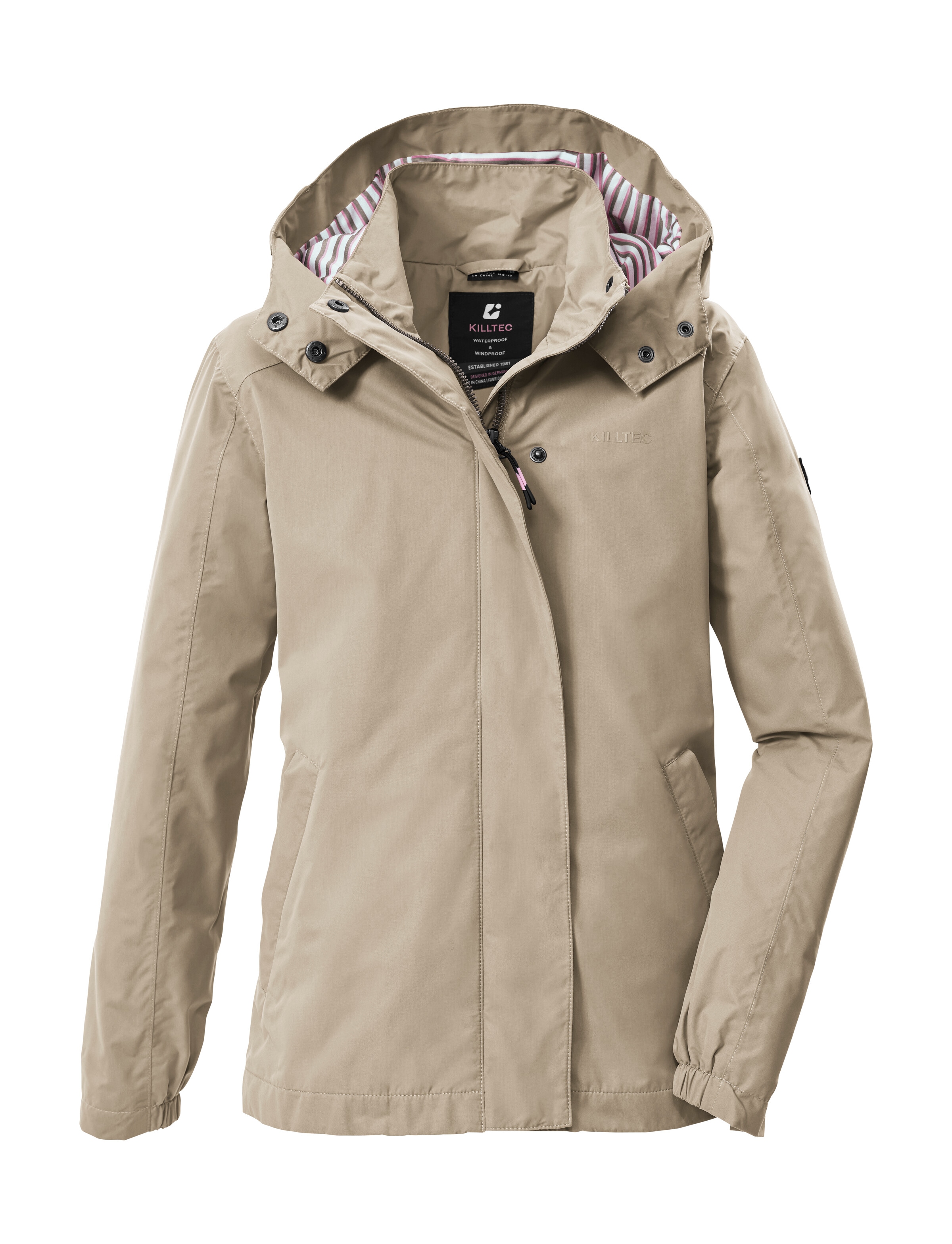 Funktionsjacke KILLTEC "KOS 121 GRLS JCKT", Mädchen, Gr. 152, sand, Obermaterial: 100% Polyester;Futter: 100% Polyester, Jacken Funktionsjacke, Wetterfeste Mädchenjacke, 10.000 mm Wassersäule, Teflon EcoElite™