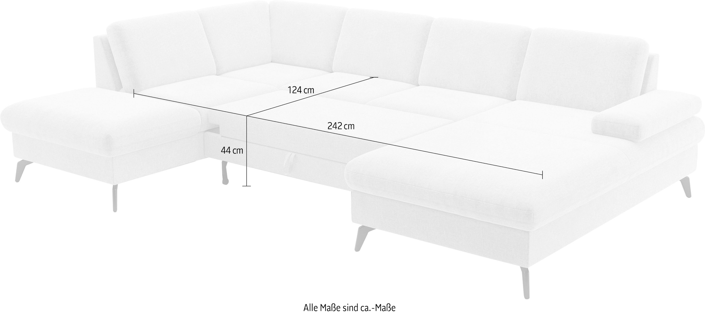 sit&more Wohnlandschaft »Morris Jubi U-Form«, inkl. Armteilfunktion und 1 Zierkissen, wahlweise mit Bettfunktion