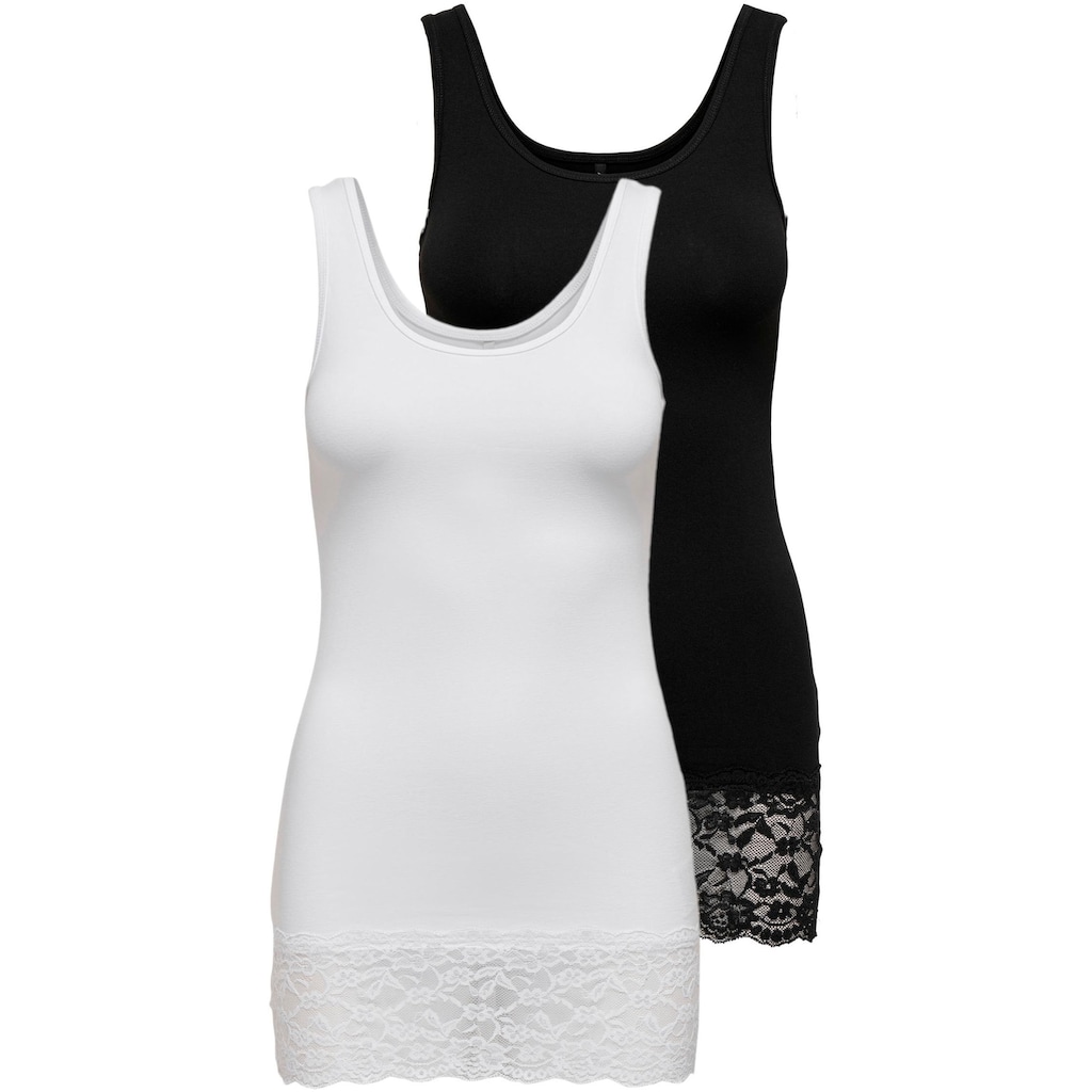 ONLY Tanktop »ONLLIVE LOVE LONG LACE TANK TOP 2PK JRS« (Packung 2 tlg.)