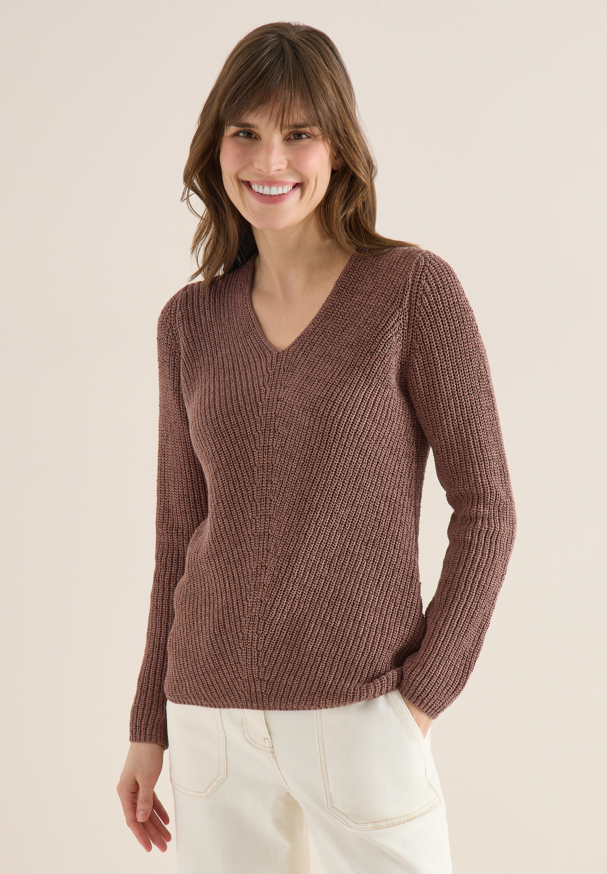 Cecil Strickpullover mit abgerundetem V-Ausschnitt günstig online kaufen