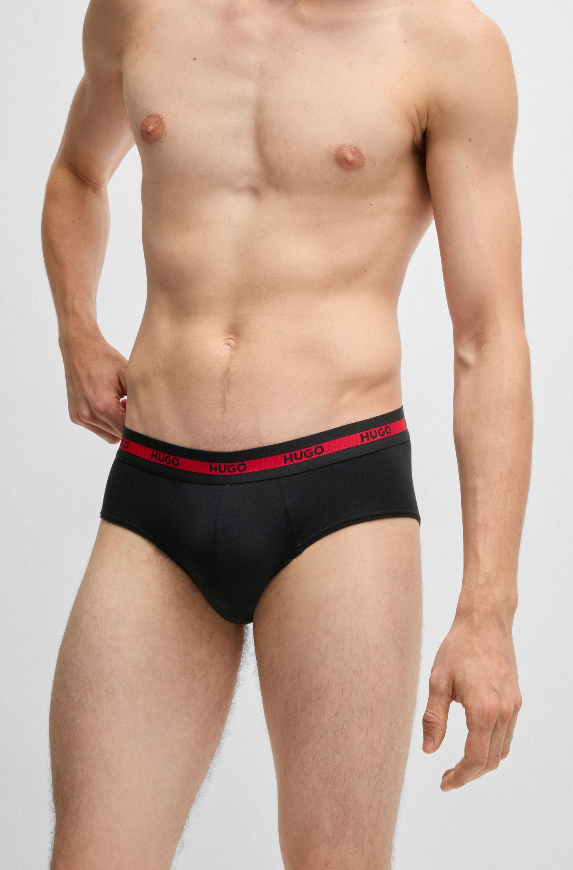 HUGO Underwear Slip, (Packung, 3 St., Im Dreierpack), mit Kontraststreifen und Logoschriftzügen auf dem Bund