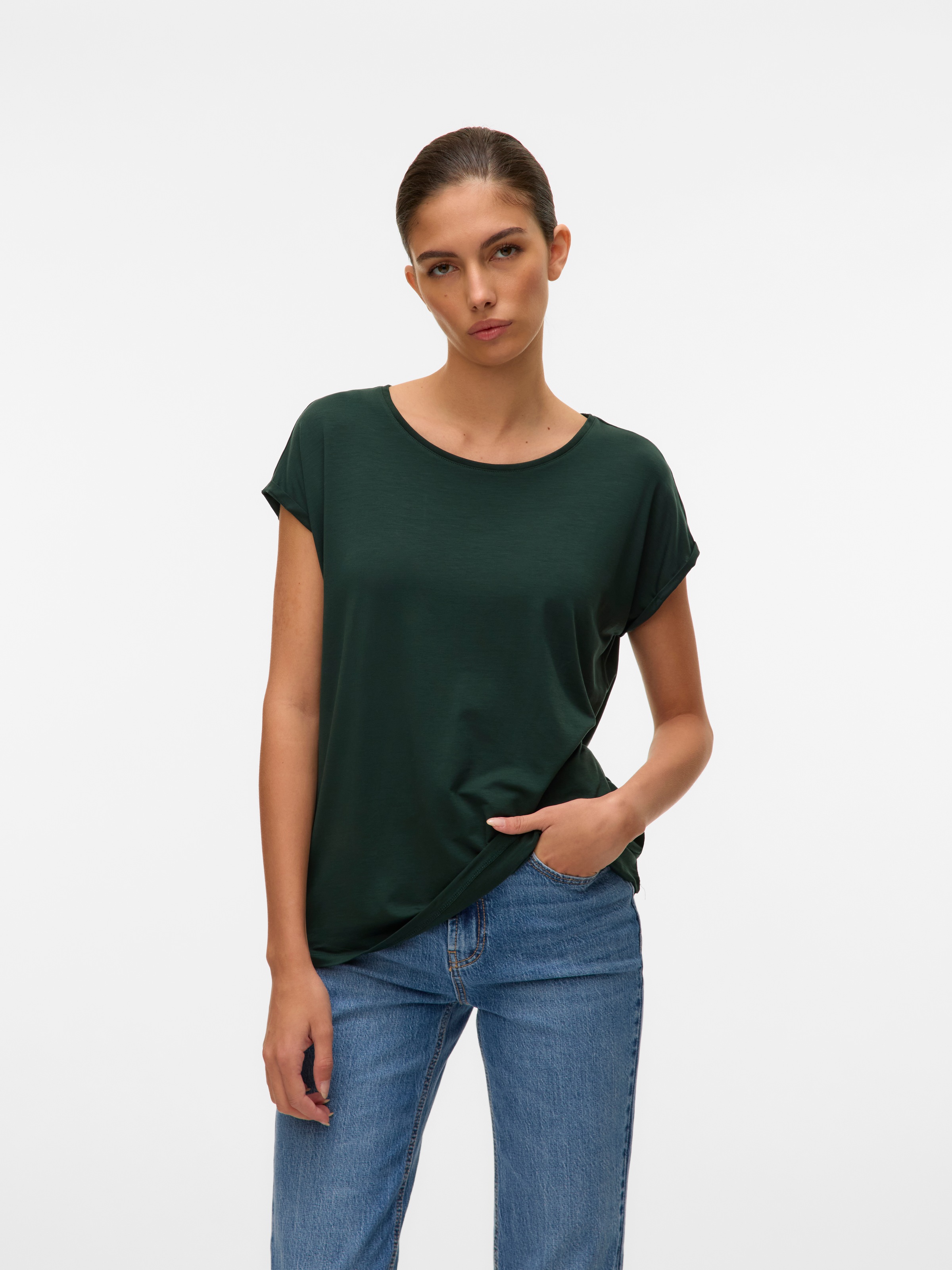Vero Moda Rundhalsshirt "VMAVA PLAIN SS TOP GAJRS NOOS" günstig online kaufen