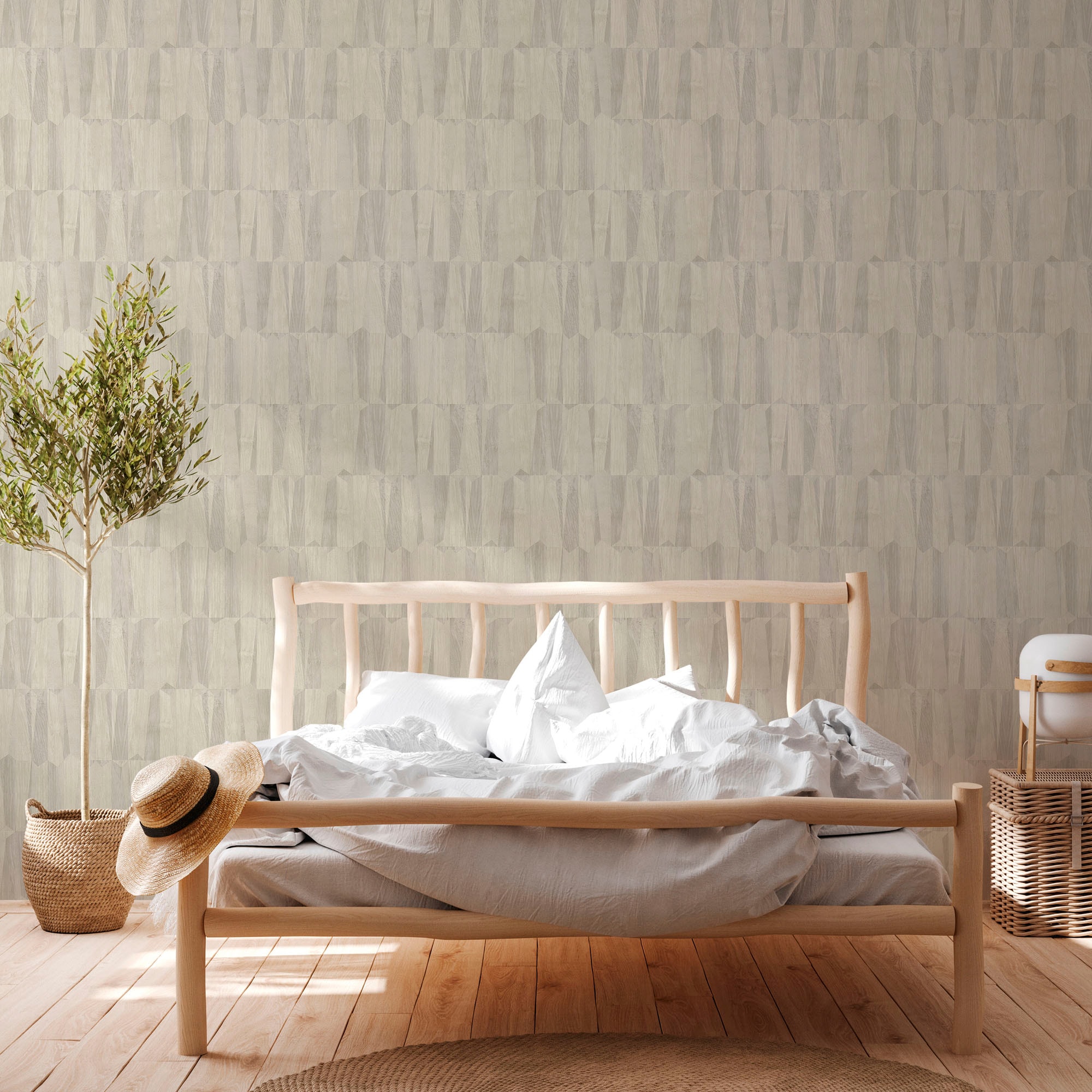 A.S. Création Vliestapete "Nara Grafisch" abstrakt gemustert leicht glänzend leicht strukturiert Holzoptik Ethno Tapeten Wohnzimmer Schlafzimmer Küche Flur Design Büro
