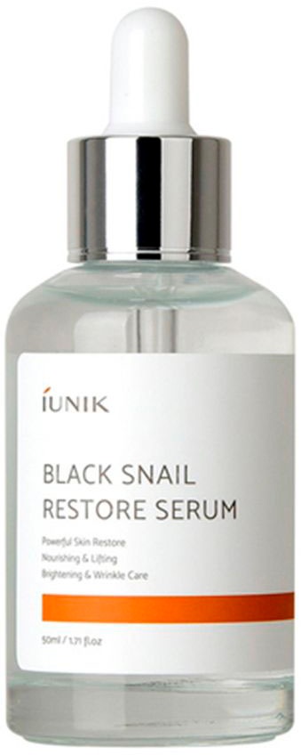 IUNIK Gesichtsserum "Black Snail Restore Serum", 50ml, transparent, Hautpflegemittel, Erhöht die Hautelastizität, stärkt und nährt die Haut.