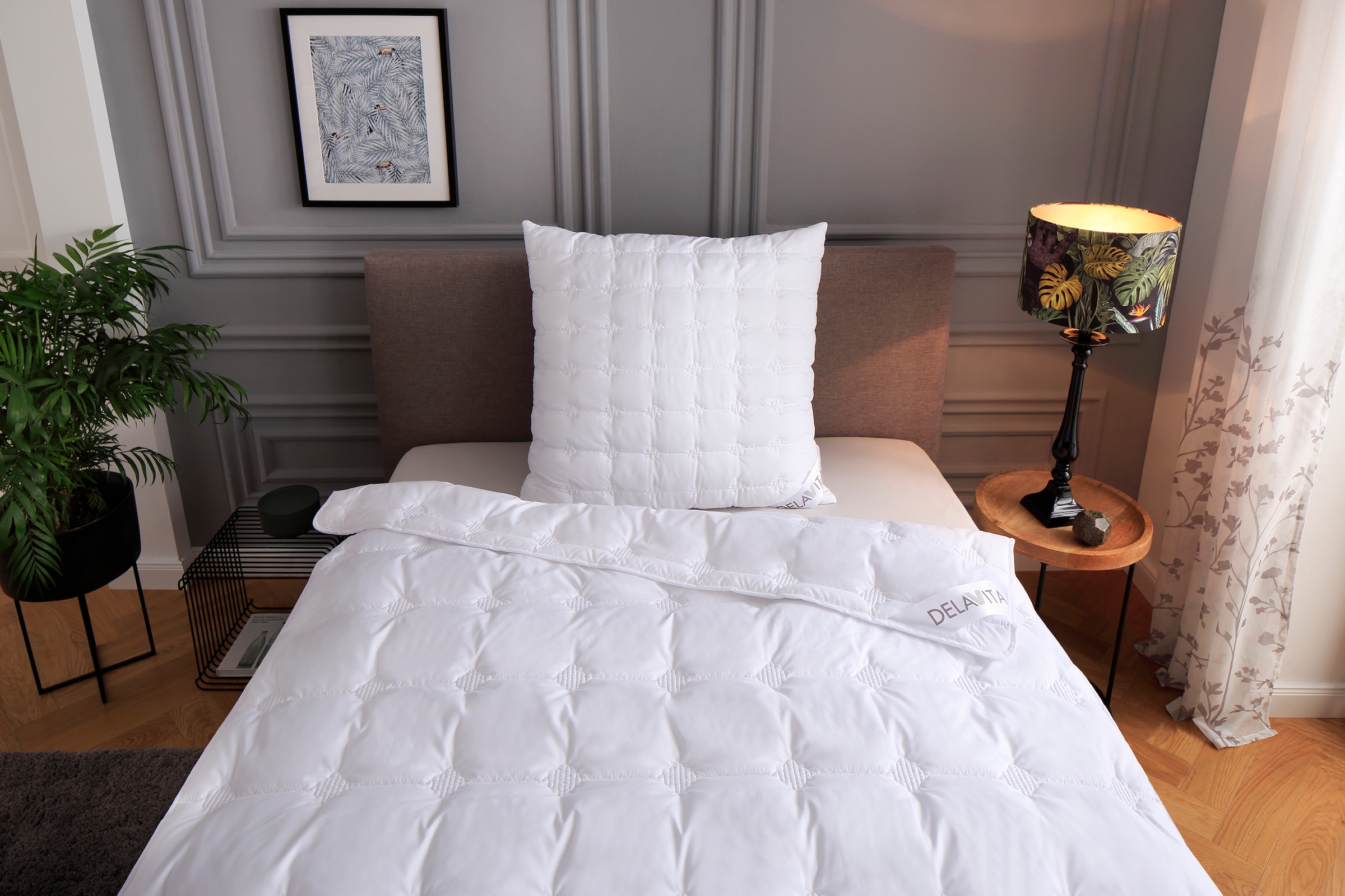 DELAVITA Microfaserbettdecke + Kopfkissen »Memel«, mit antibakterieller Ausrüstung Sanitized®