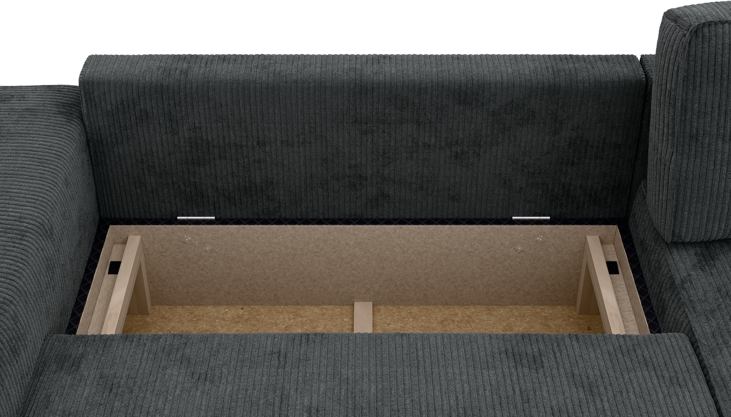 INOSIGN Ecksofa »Chance, Recamiere beidseitig montierbar, Schlaffunktion, Breite 265 cm«, in Cordstoff HYPER, mit Schlaffunktion und Bettkasten