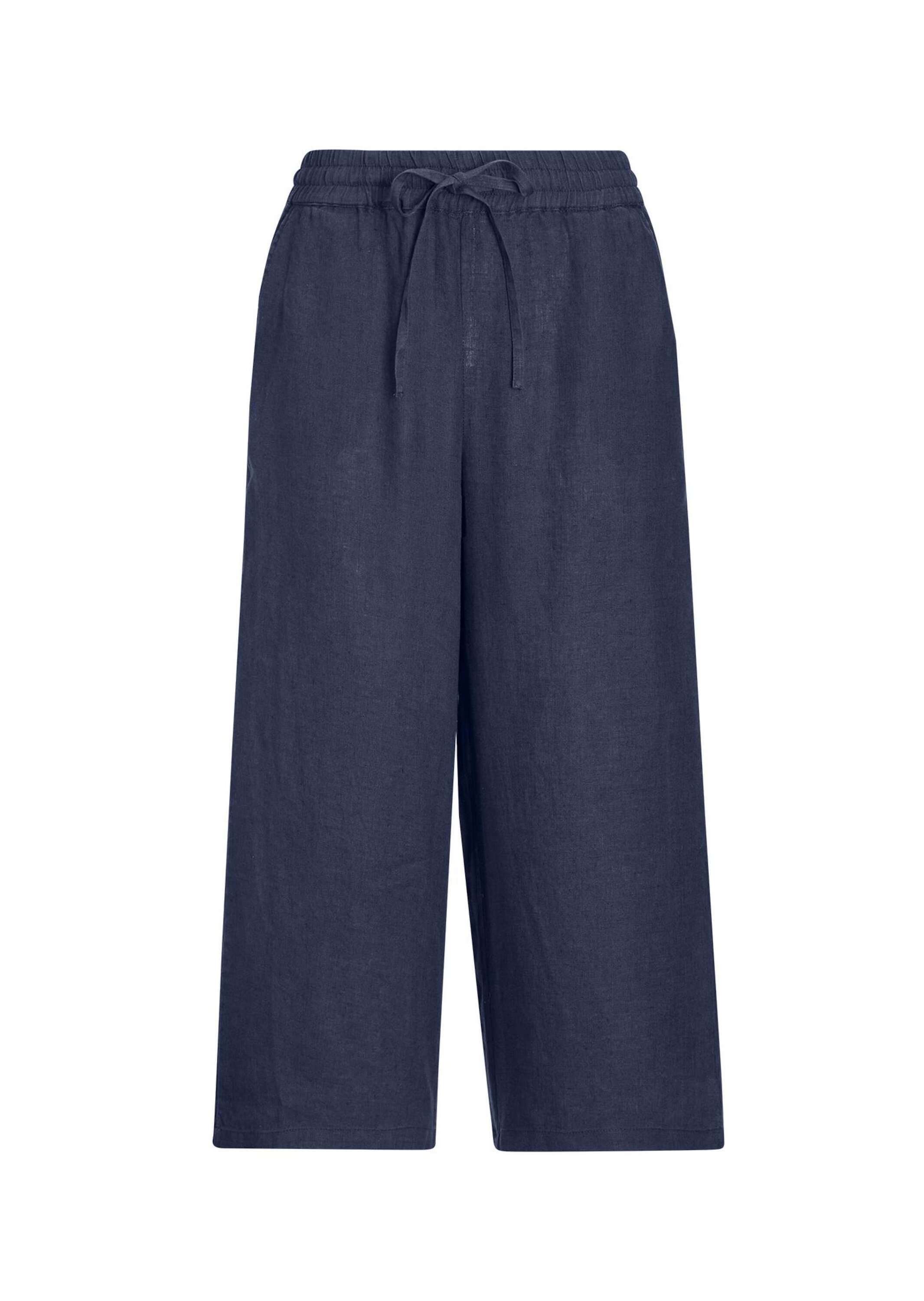 2-in-1-Hose GOLDNER "Kurzgröße Leinenhose", Damen, Gr. 22, K-Gr, blau (marine), Obermaterial: 100% Leinen LI., Hosen