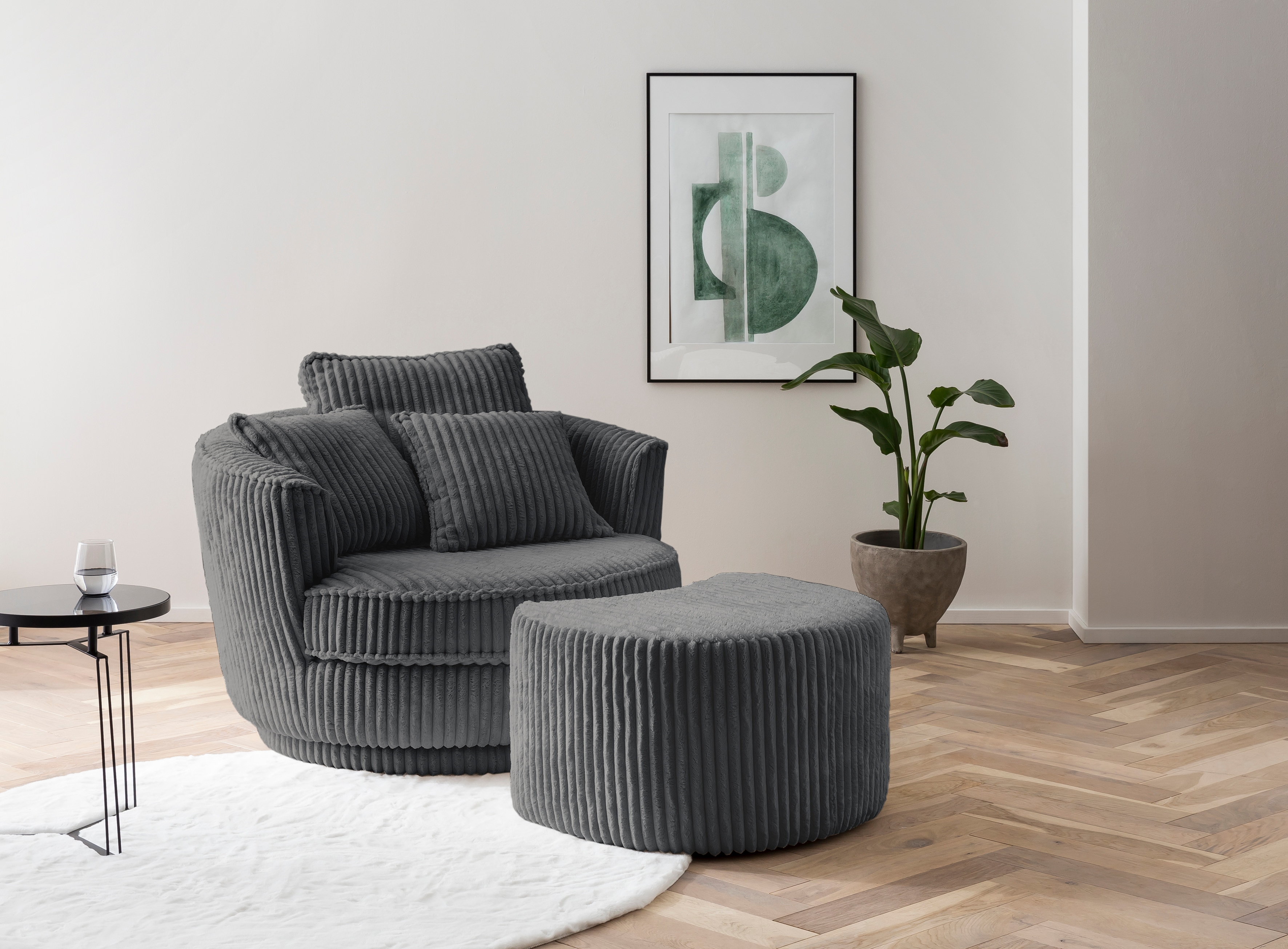 Home affaire Hocker "MAISIE Cord, passende Ergänzung Big-Drehsessel" in 3 Farben