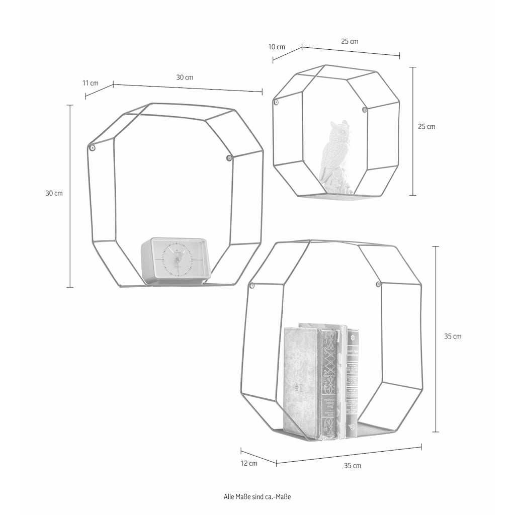 Creativ home Deko-Wandregal, (Set, 3 St.)