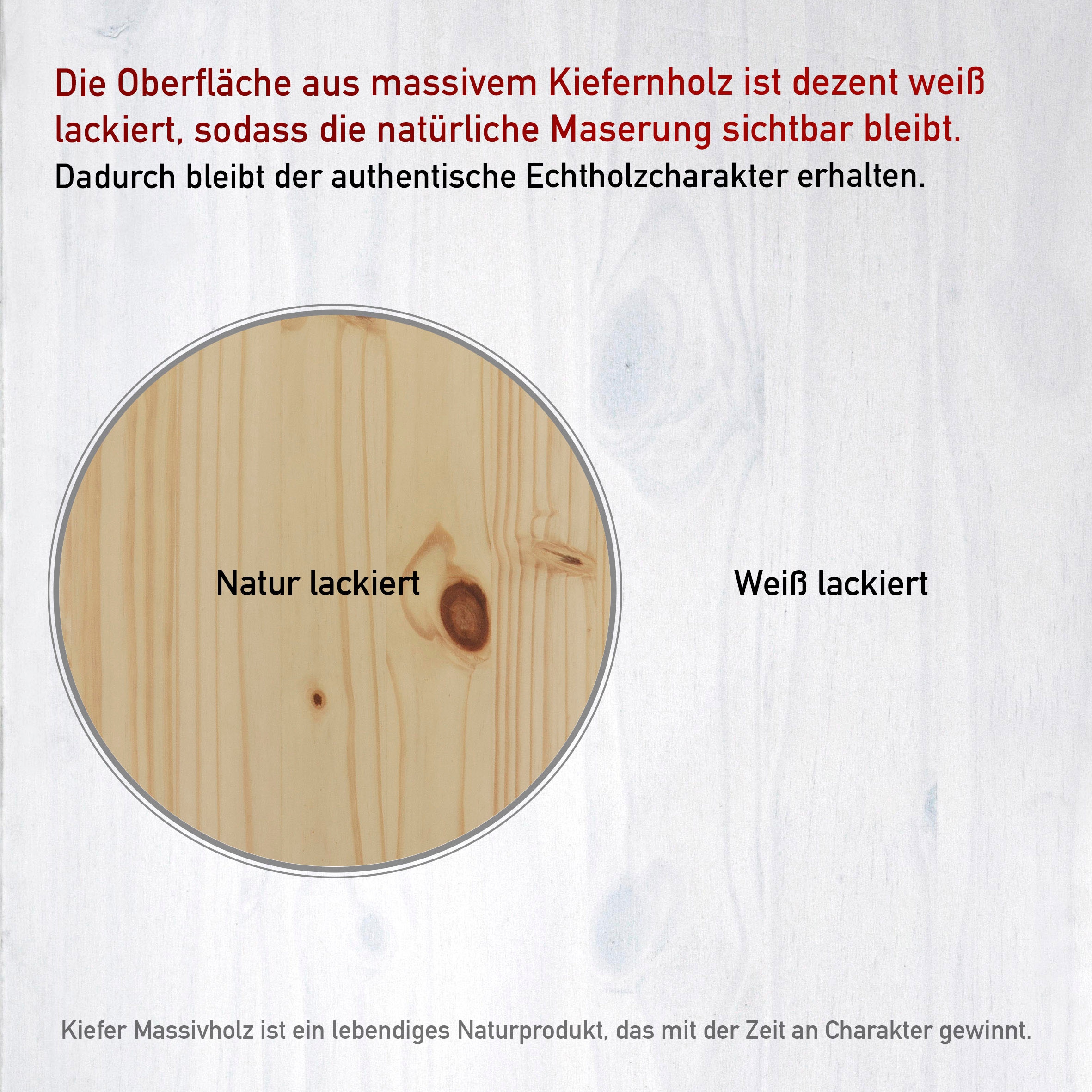 Inter Link Kombikommode »Pinora, Kiefer Massivholz, Weiss, 110 x 39,50 x 96 cm, viel Stauraum« 1 Stk. tlg. Sideboard im modernem Skandi Look, 3 Schubladen, 1 Tür