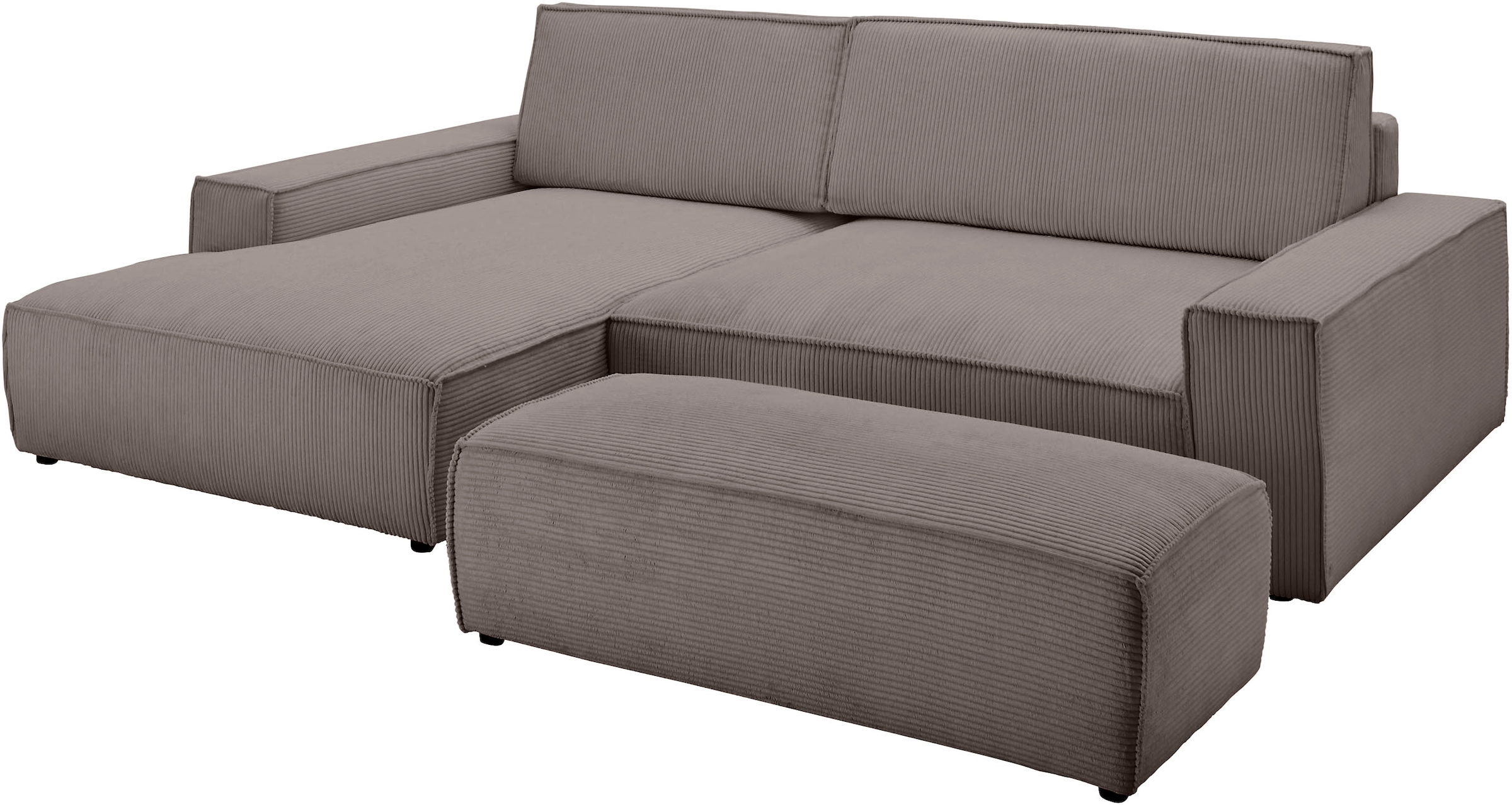 Home affaire Polsterecke »NEU: SHERWOOD XXL tief, L-Form mit Schlaffunktion, Big-Sofa mit Hocker«, (Set, 2 St.), stellbar zum Schlafsofa (Krokodilverbinder), Cord, Leinenoptik
