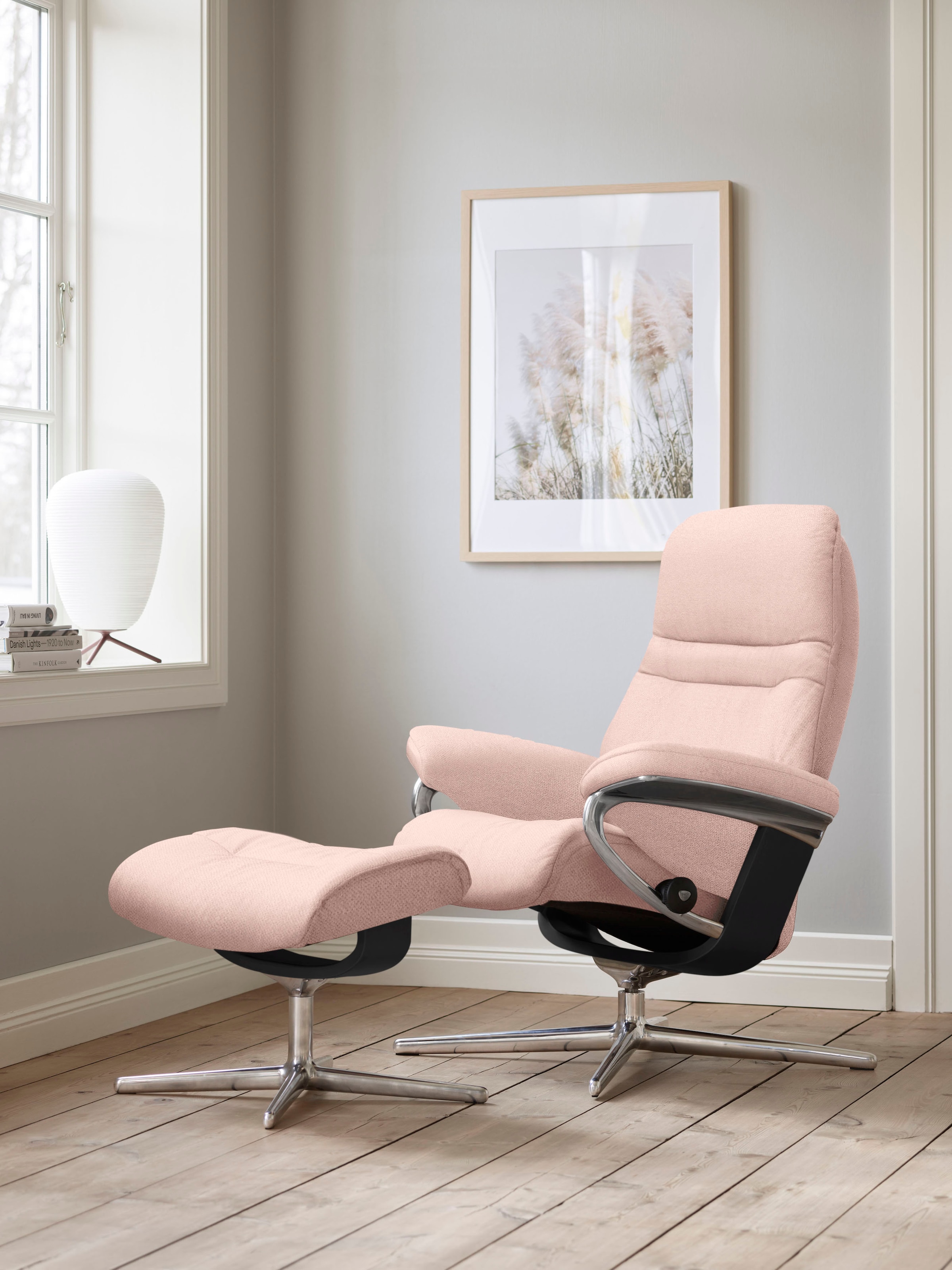 Stressless Fußhocker "Sunrise", mit Cross Base, Größe S, M & L, Holzakzent Schwarz