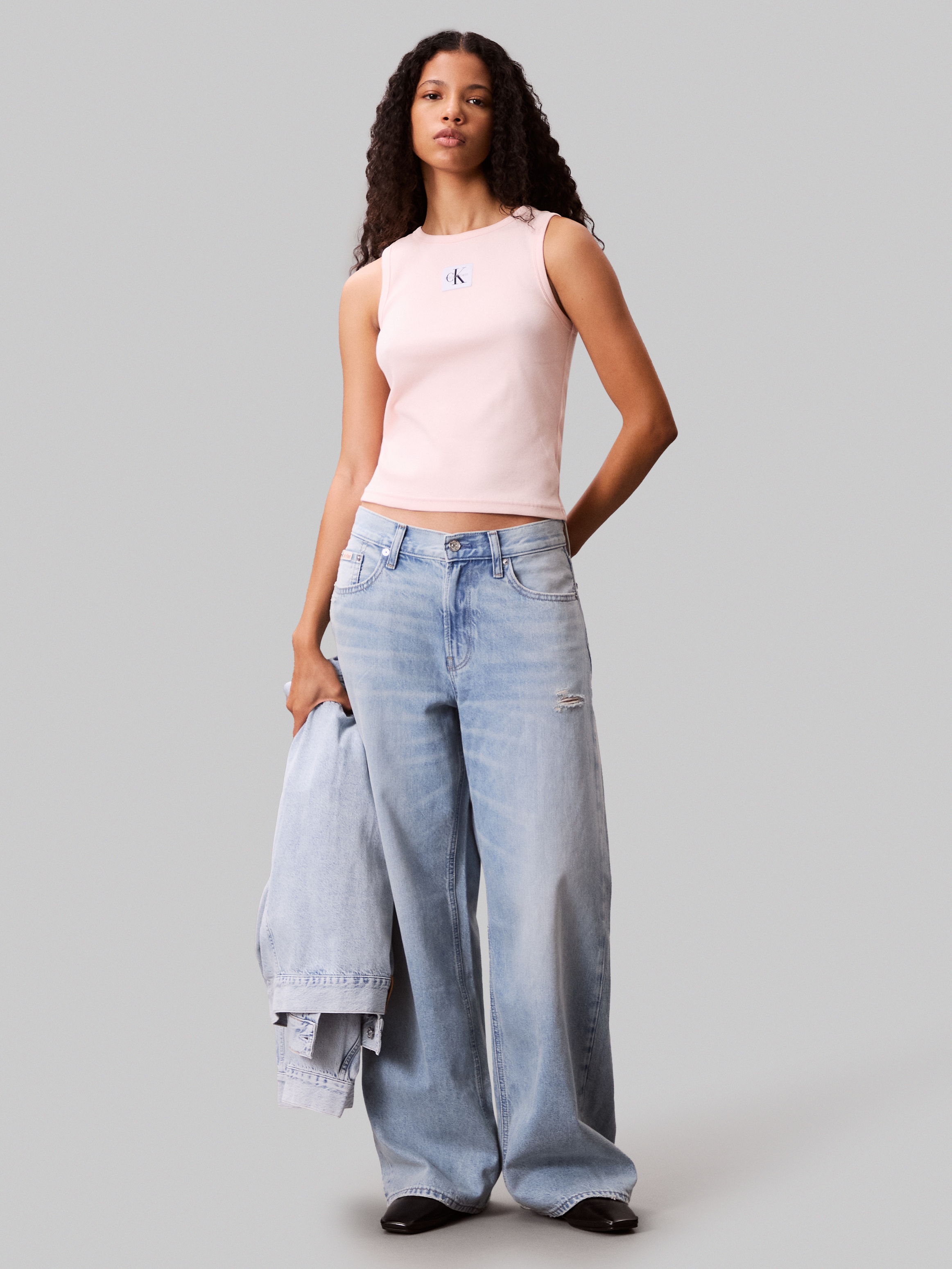 Calvin Klein Jeans Tanktop »A - WVN LBL 2X2 CTTN«, Mit Rundhalsausschnitt