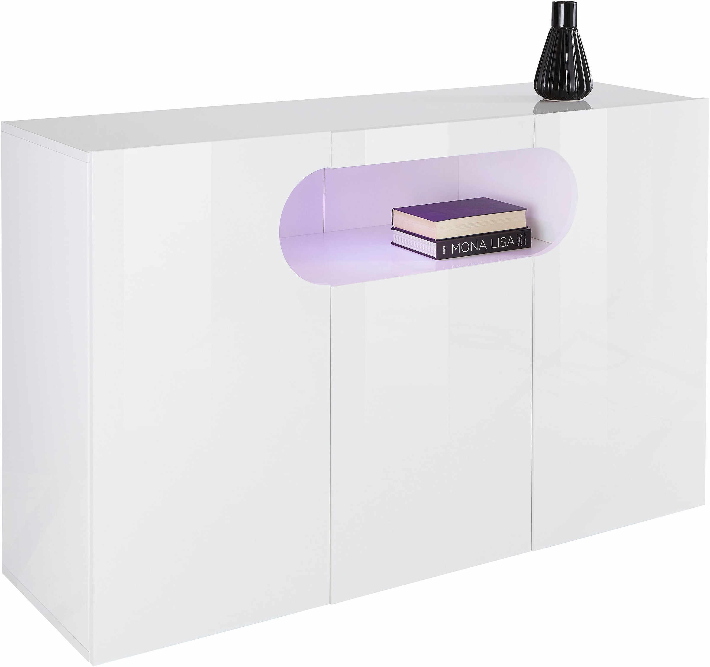 INOSIGN Sideboard "Real,Vitrine,Kommode,Schrank,Breite 130 cm komplett hoch günstig online kaufen