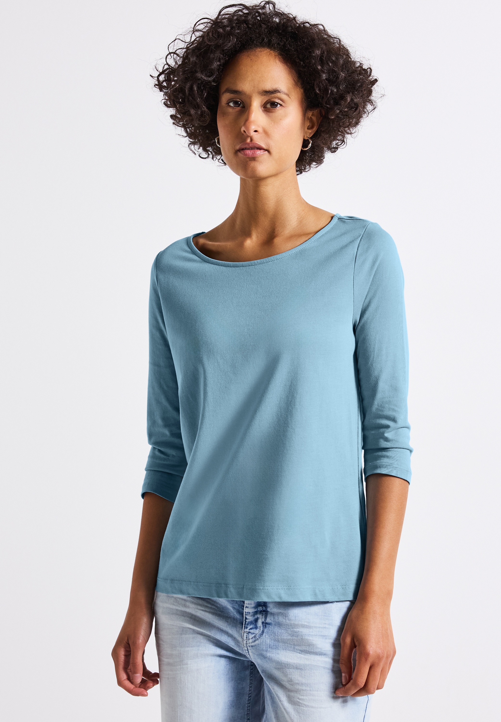 STREET ONE Langarmshirt, aus Baumwolle mit Stretchante günstig online kaufen