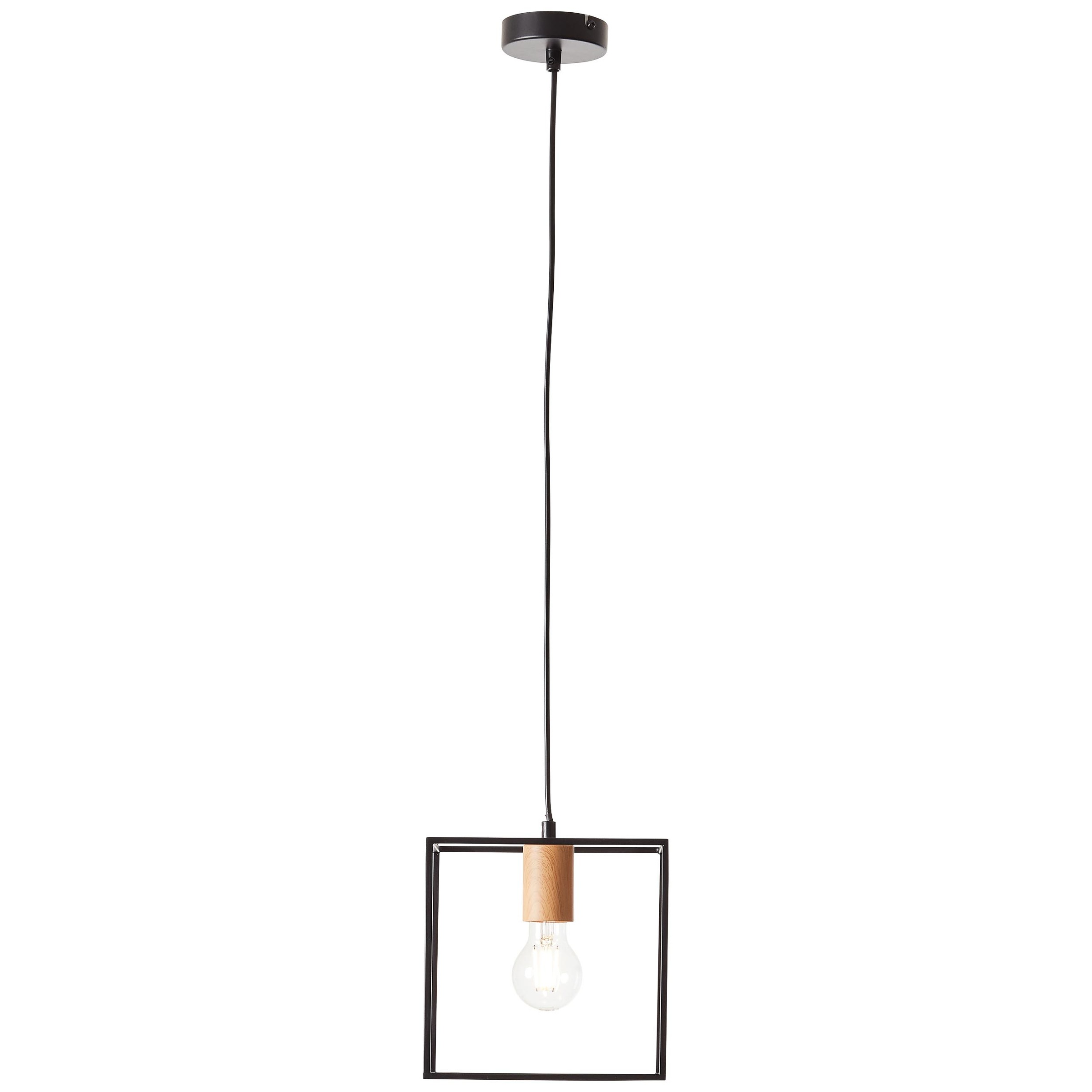 Brilliant Pendelleuchte »Arica«, 1 flammig, Leuchtmittel E27 | ohne Leuchtmittel, Hängelampe 20x20cm schwarz/holzfarbend