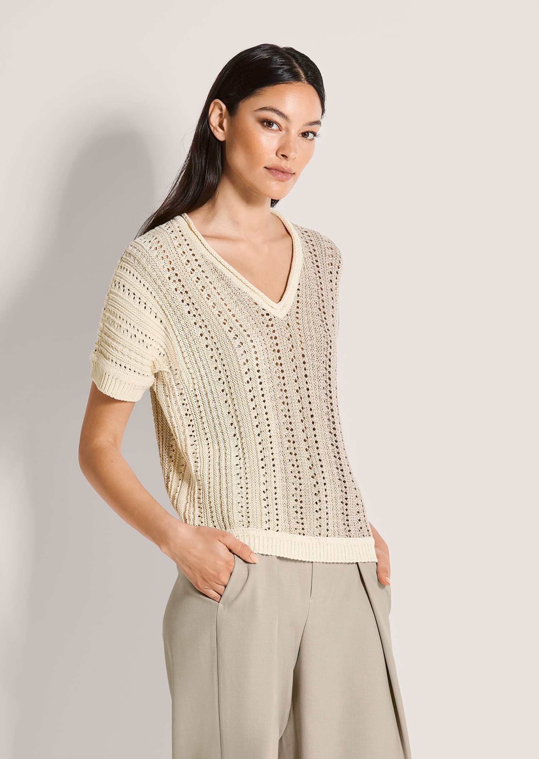 Thumbnail - MADELEINE Longpullover "Strickpullover Ajourshirt mit Glanzeffekt" Dezentes Effektgarn