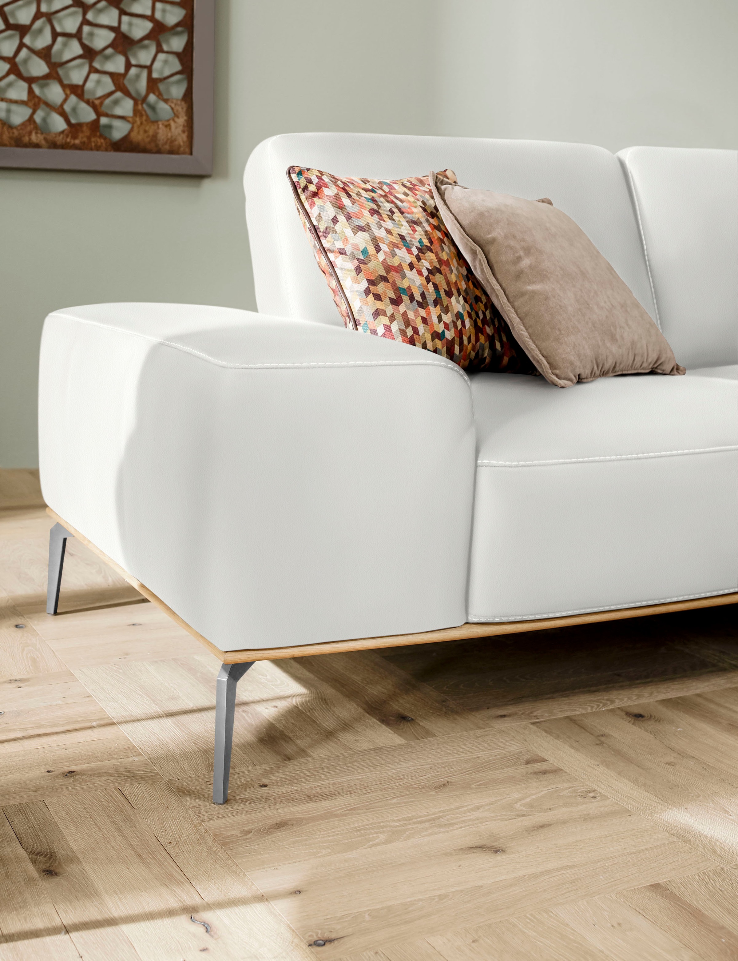 W.SCHILLIG Ecksofa »run, Designsofa, bequem, L-Form«, mit elegantem Holzsockel, Füße in Chrom glänzend, Breite 299 cm