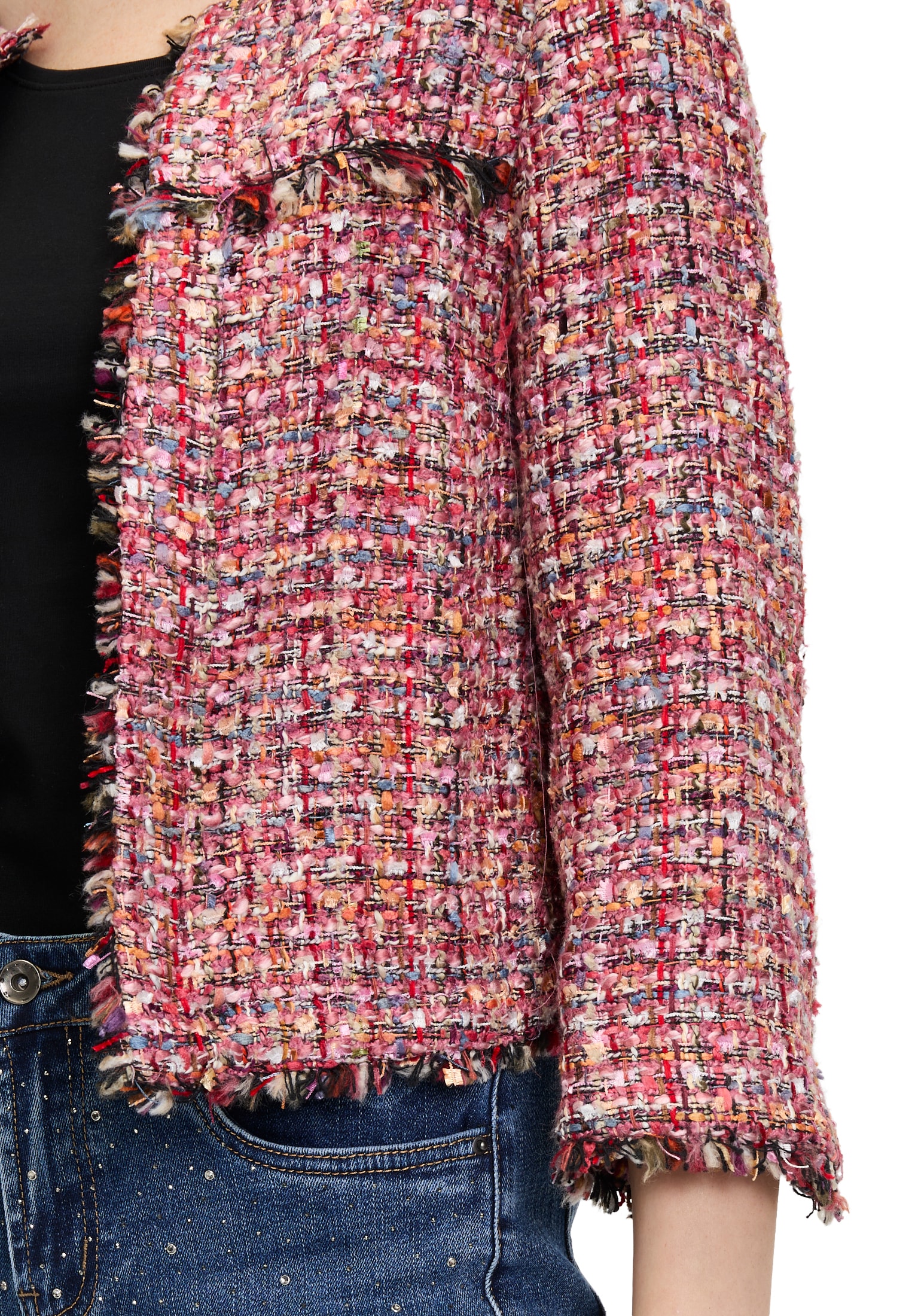 Cartoon Jackenblazer »Cartoon Damen Tweedblazer mit Fransen«, Fransen