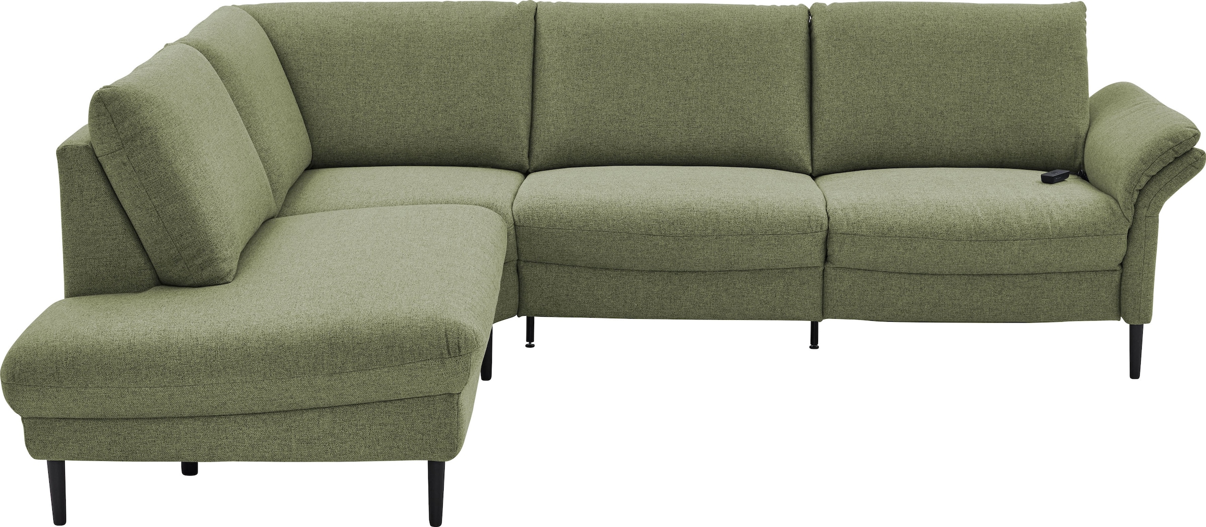 Places of Style Ecksofa »Sarsina: mit Tonnentaschen-Federkern, perfekt zum Entspannen L-Form«, inklusive 2 motorischen Relaxfunktionen mit Herz-Waage-Beschlag