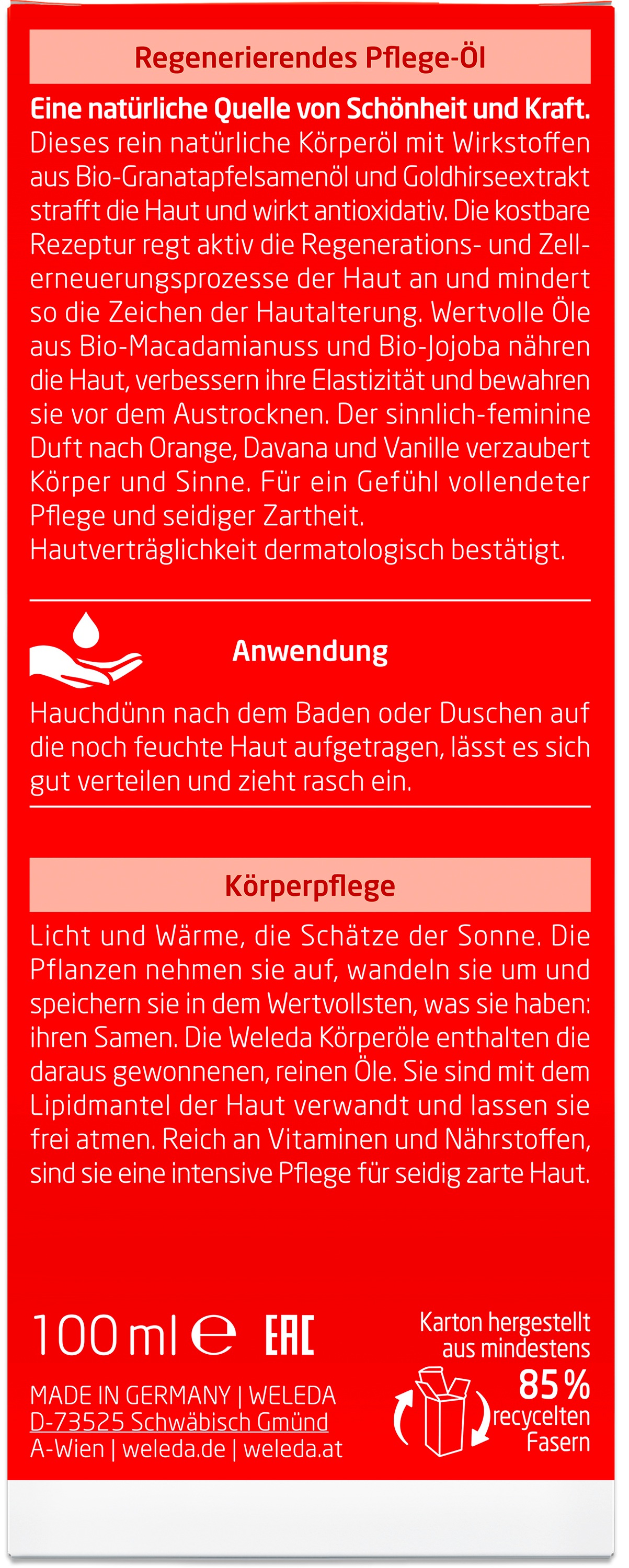 WELEDA Körperöl »Weleda Granatapfel Regenerierendes Pflege-Öl«