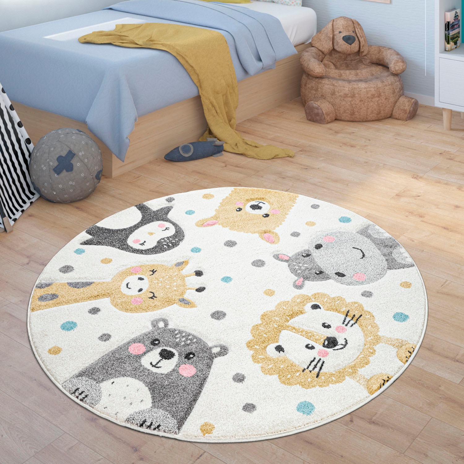 Paco Home Kinderteppich "Fino 331" rund 16 mm Höhe 3D-Design, niedliches Ti günstig online kaufen