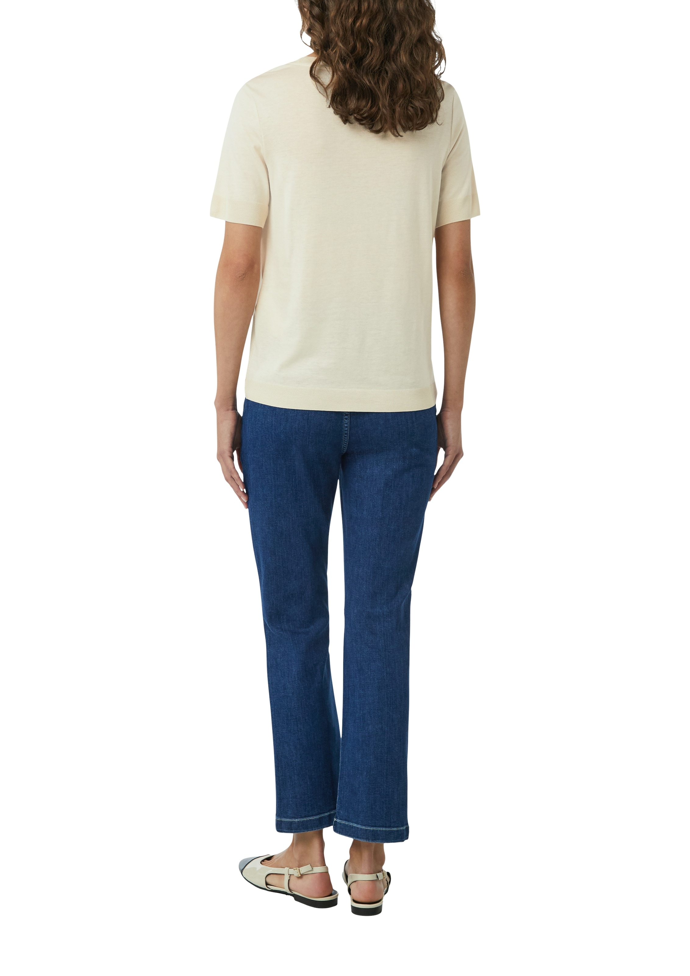 Comma T-Shirt, aus Strick mit Rippdetails