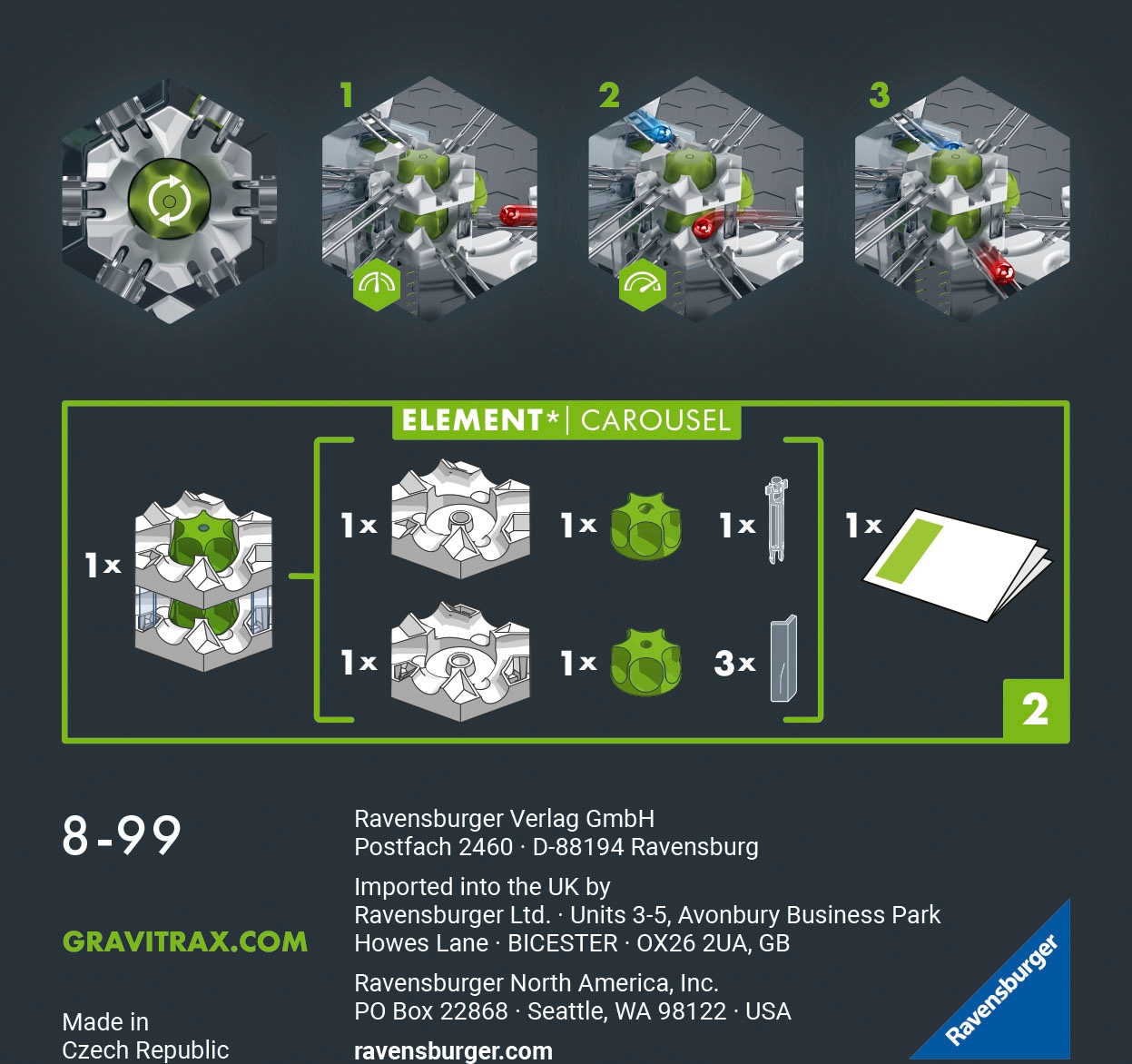 Ravensburger Kugelbahn-Bausatz »GraviTrax PRO Element Carousel«, Made in Europe