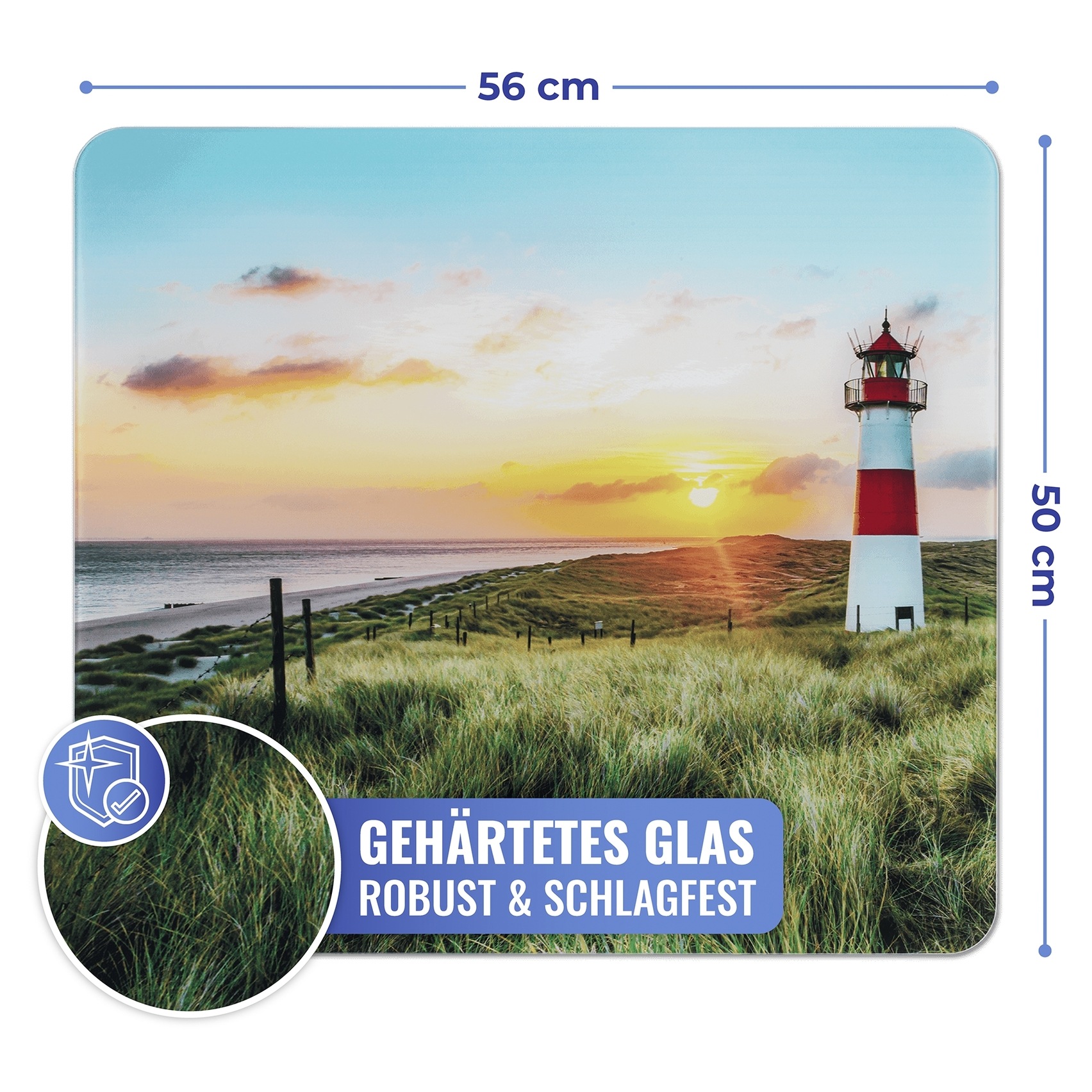 Maximex Schneide- und Abdeckplatte »Modell Leuchtturm«, Spritzschutz, Herdblende, Schneidbrett, für Glaskeramik-Kochfelder