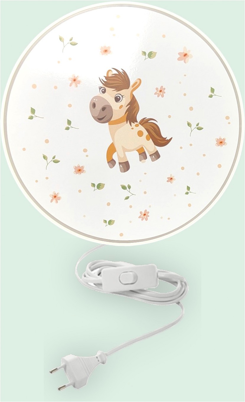 niermann Wandleuchte »Kinderlampe mit Motiv "Pony Paula", Kinderzimmer« E14 1 Stk. bruchsicheres Gehäuse, Schalter im Anschlusskabel, Made in Germany