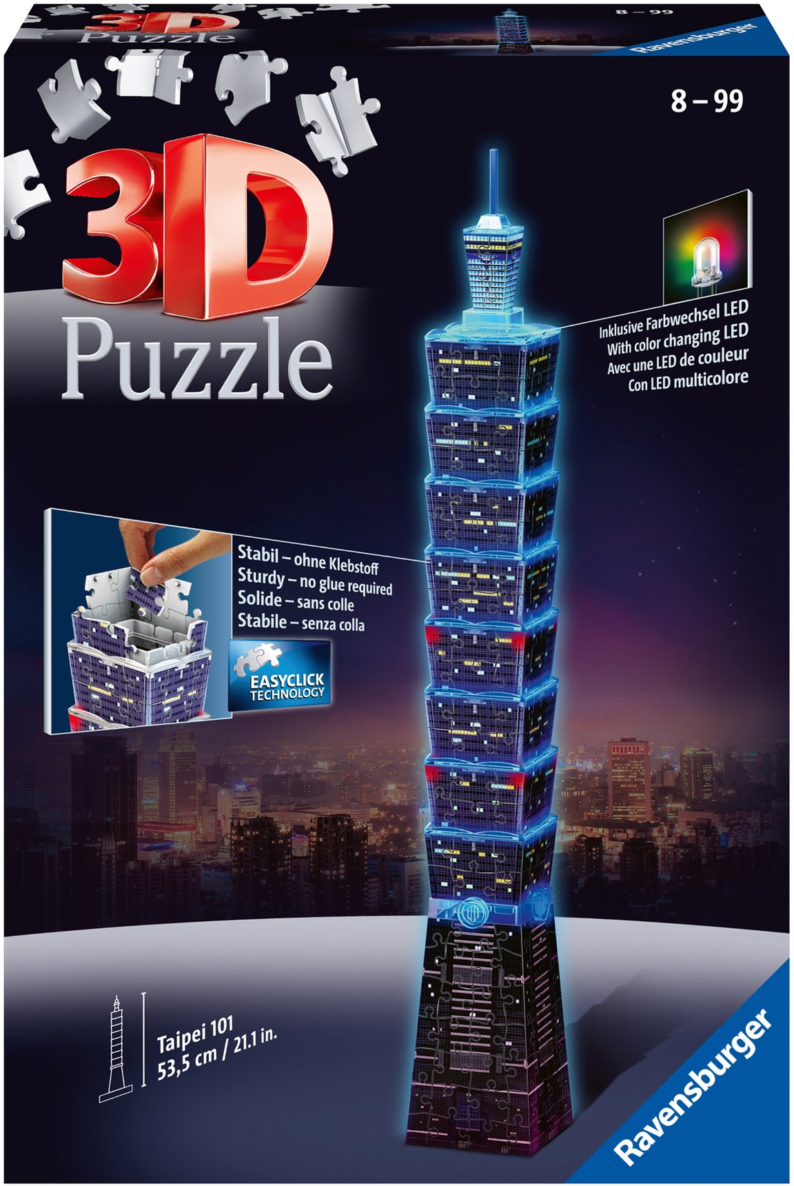 3D-Puzzle »Taipei 101 bei Nacht«, mit Farbwechsel LEDs; Made in Europe, FSC® - schützt...