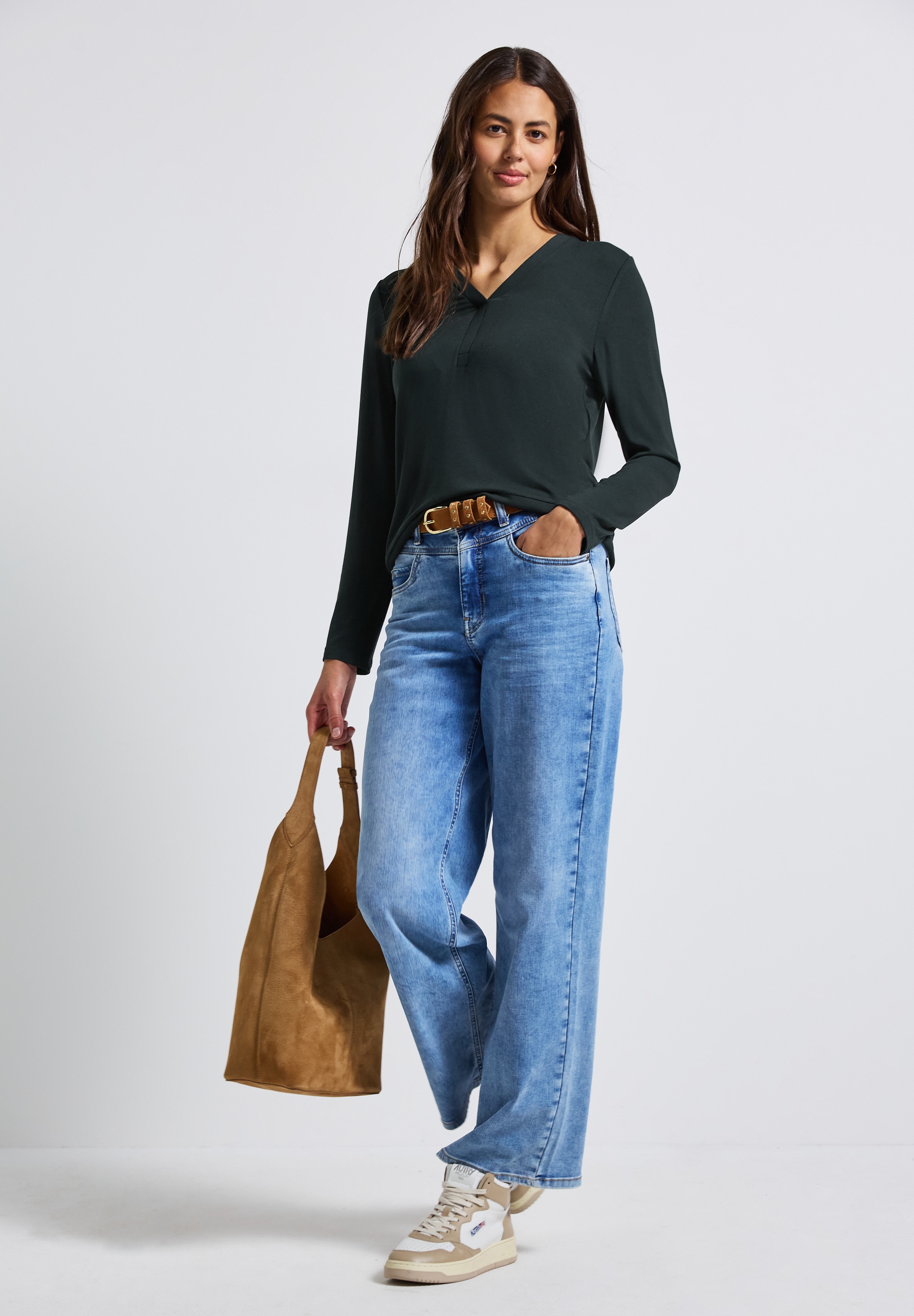 STREET ONE Langarmshirt, mit V-Ausschnitt