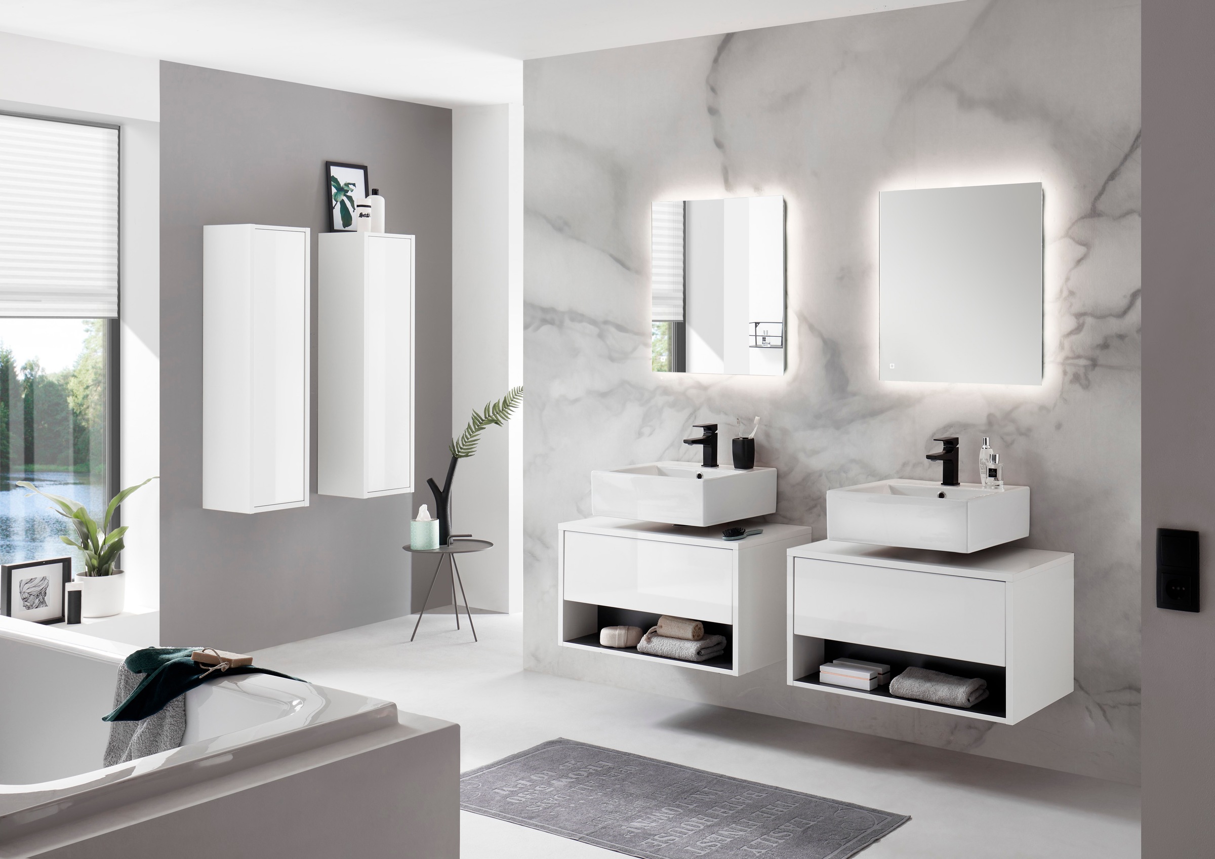 Thumbnail - PLACES OF STYLE Badmöbel-Set "Studio Line, Bad im modernen Design, 6-teiliges Badezimmer" 6 Stk. tlg. Schrank, Unterschr...