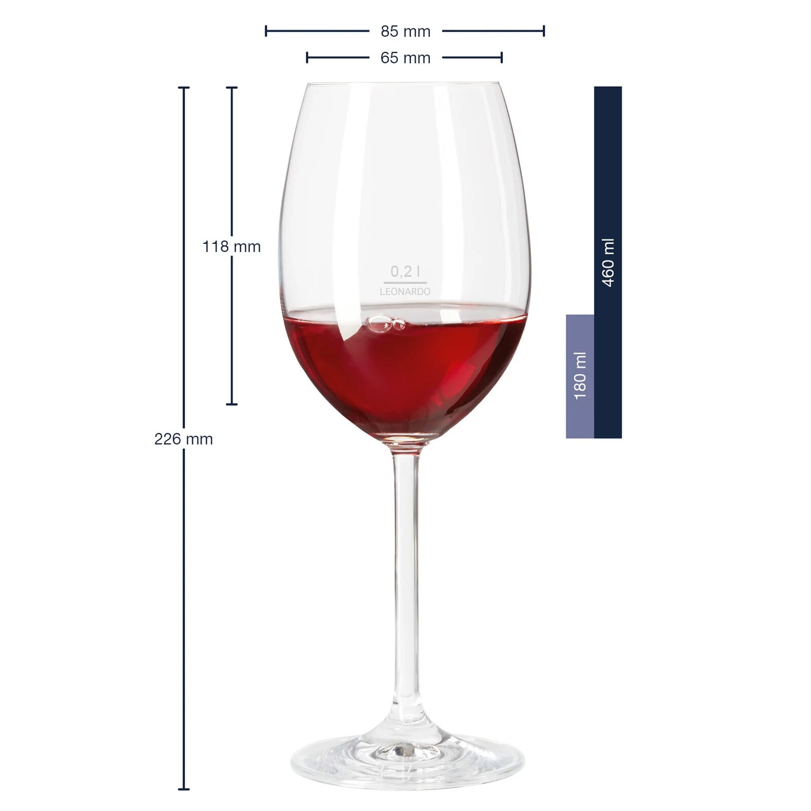 LEONARDO Rotweinglas »Rotweingläser geeicht Daily Gastro-Edition 0,2 l 6er Set transparent«