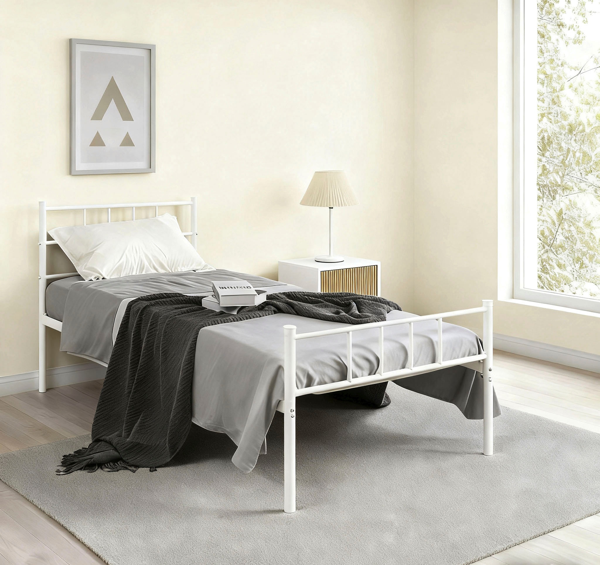 OTTO home Metallbett »Amrum Bett Bettgestell Bettrahmen Einzelbett Doppelbett Stahlbett« 2m Länge und in 4 Breiten wählbar - 90, 140, 160, 180 cm,  Schlafzimmerbett inkl. 26 Lattenroste zum Schutz der Matratze