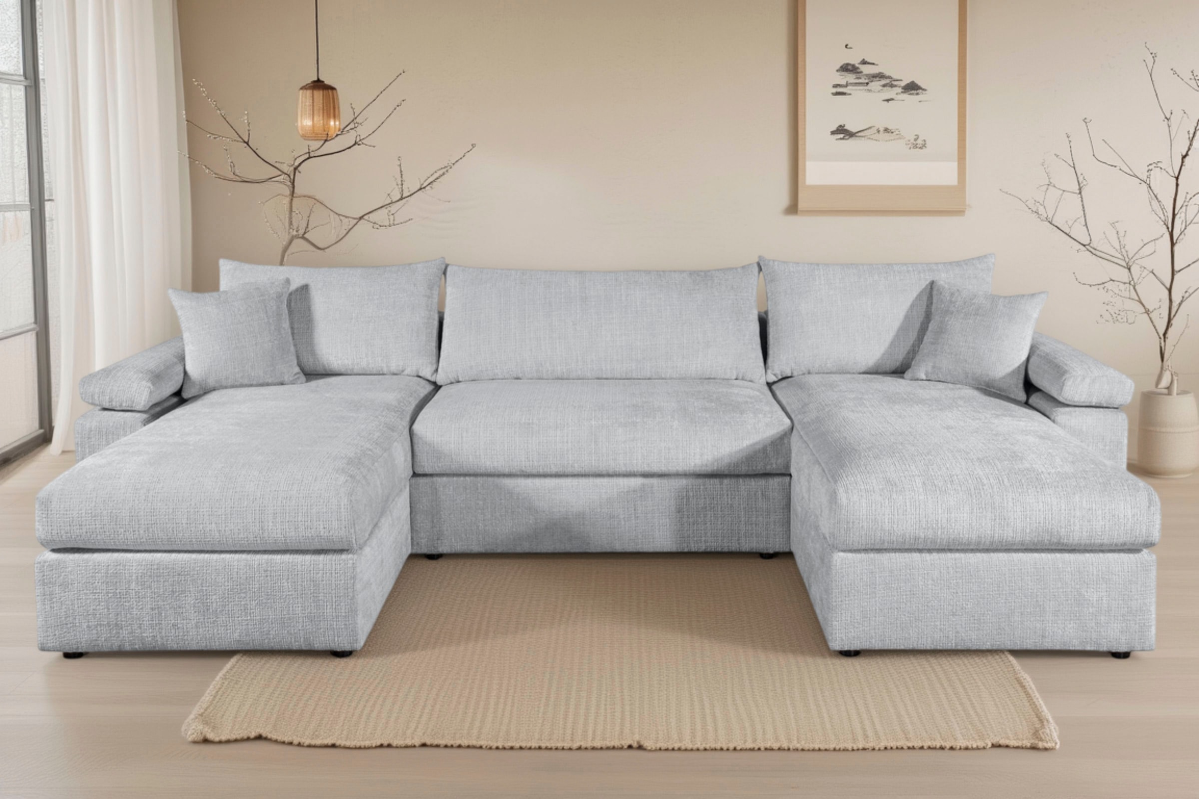 OTTO home "Cosy U-Form, B: 309 cm, XXL-Wohnlandschaft mit Federkern" 2 Zierkissen, Mega-Sofa, Cord oder Struktur weich, Kaltschaumauflage