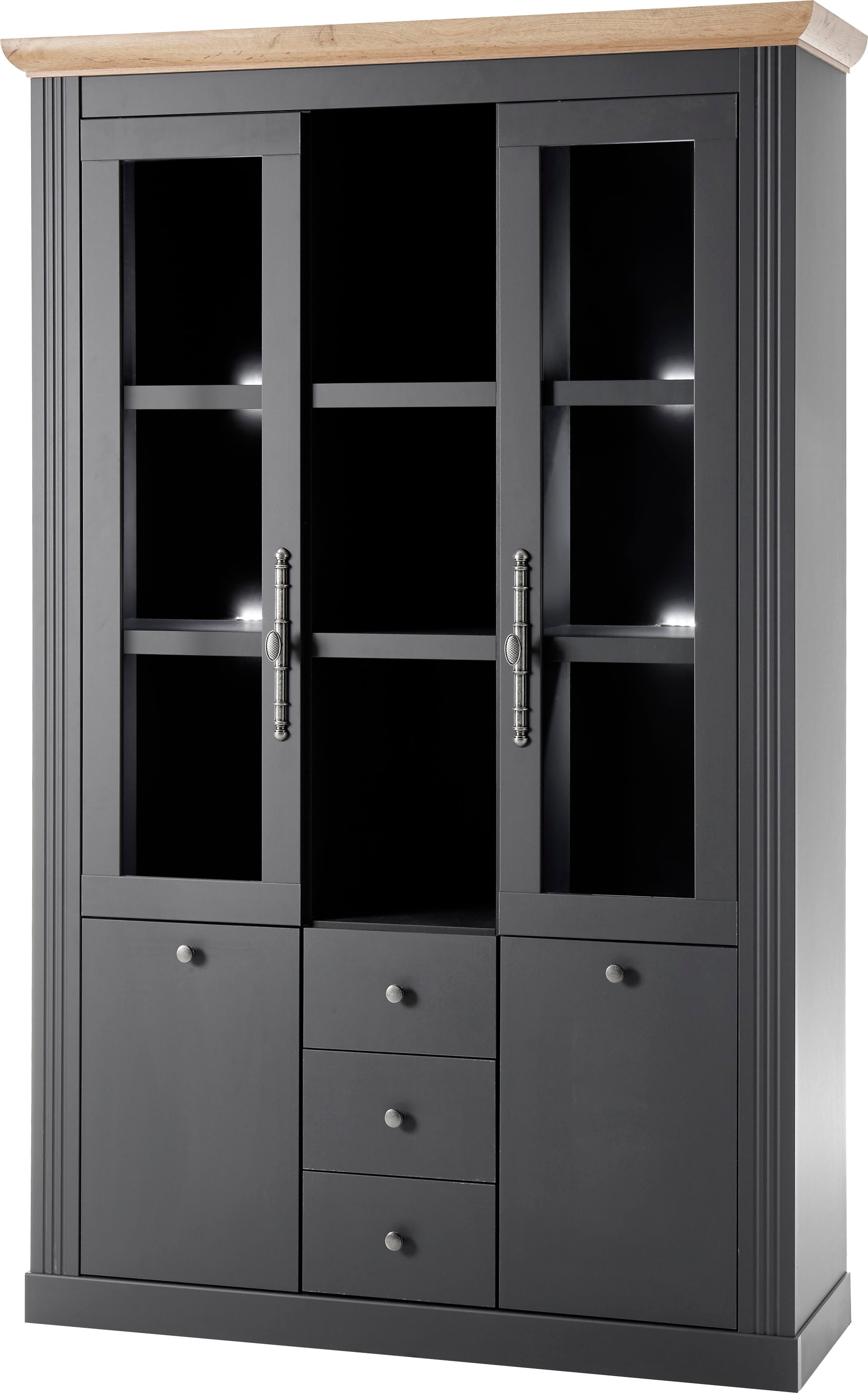 OTTO home Buffet "Westminster, Buffetschrank im Landhausstil, Schrank, Hochschrank" Metallgriffe, ausreichend Stauraum, in 2 Farben erhältlich
