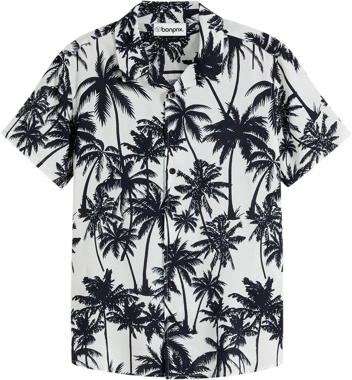 bonprix Kurzarmhemd »Kurzarmhemd aus Viskose, Slim Fit« schmale Passform, aus Viskose, Allover-Print, bedrucktes Design