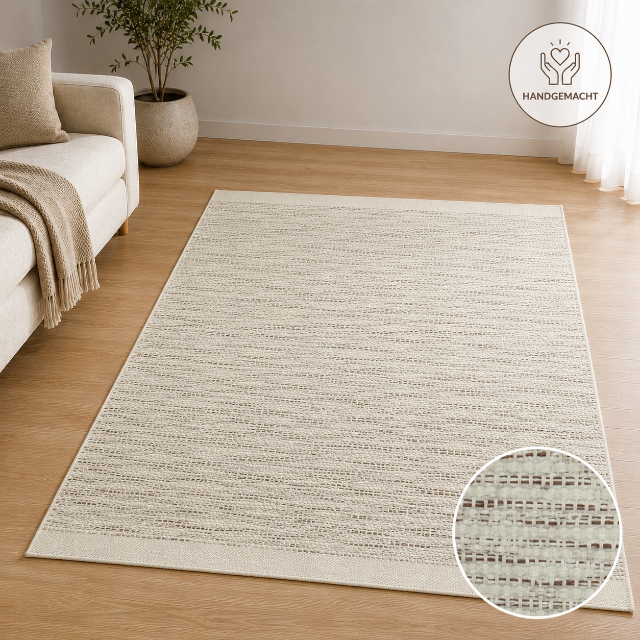 OTTO home Teppich »Lirra, mit hohem Wollanteil, Wolle-Baumwoll-Mix« rechteckig 6 mm Höhe zeitloses Design, Webstruktur, Wohnzimmer, Schlafzimmer, Esszimmer
