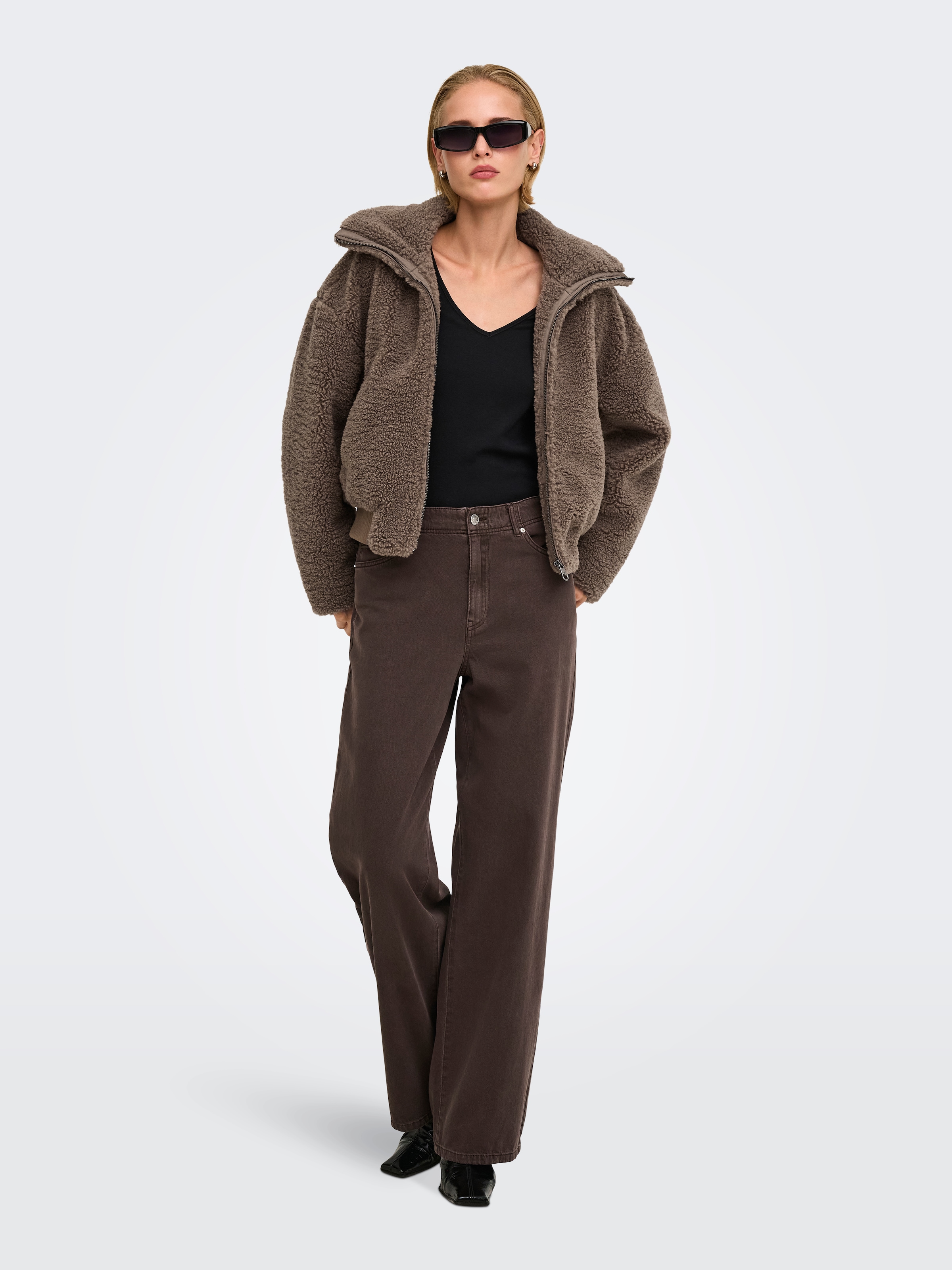 ONLY Plüschjacke »ONLADELE TEDDY BOMBER JACKET OTW« Kunstfaser, Teddyplüsch-Qualität