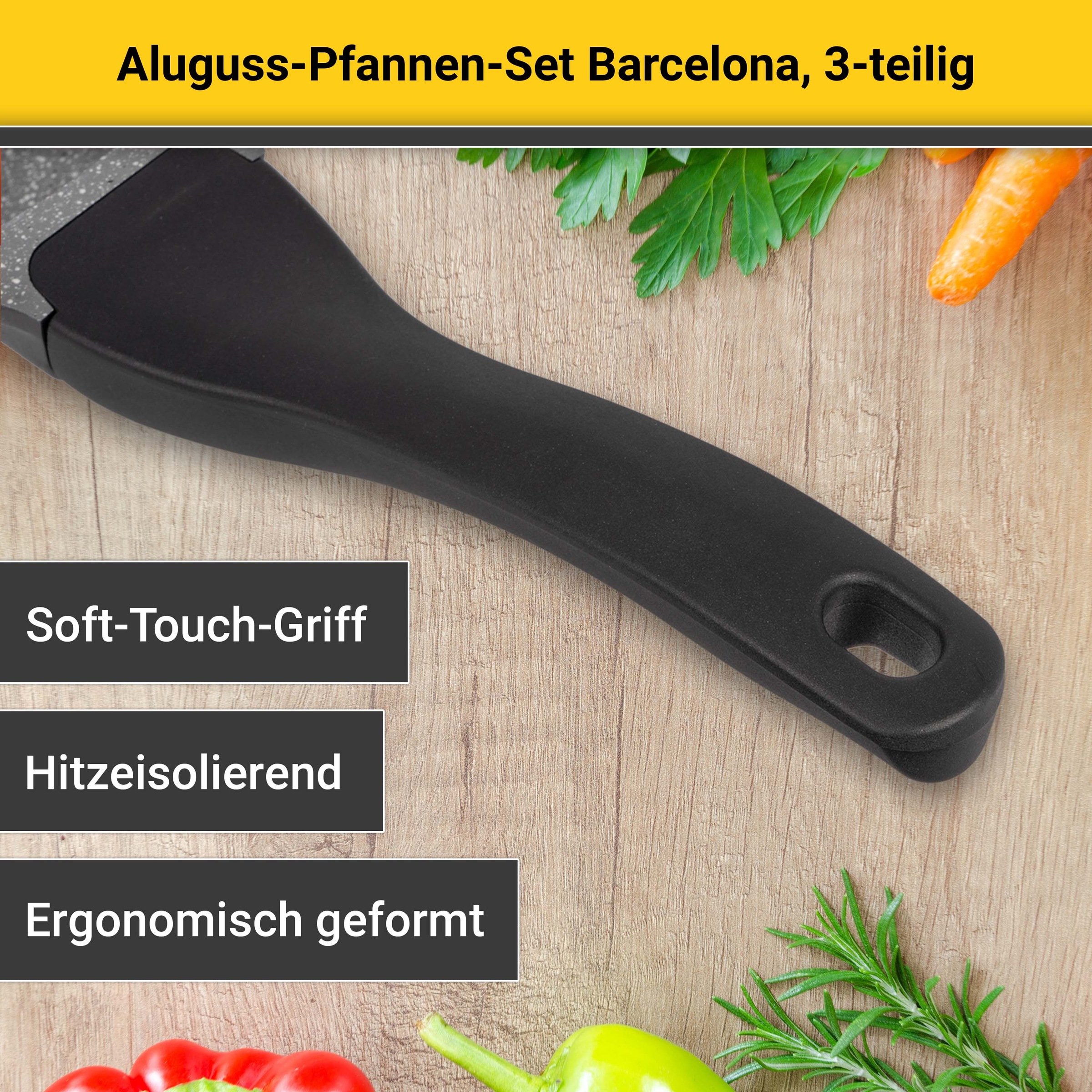 Krüger Pfannen-Set »Barcelona«, Aluminiumguss, (Set, 3 tlg.), Ø 20/24/28 cm, Induktion