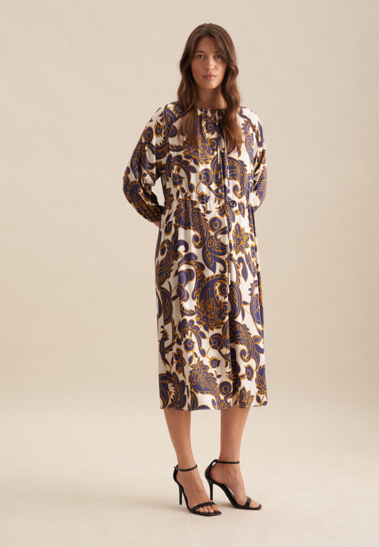 seidensticker Sommerkleid "Schwarze Rose" 7/8 Rundhals Paisley günstig online kaufen