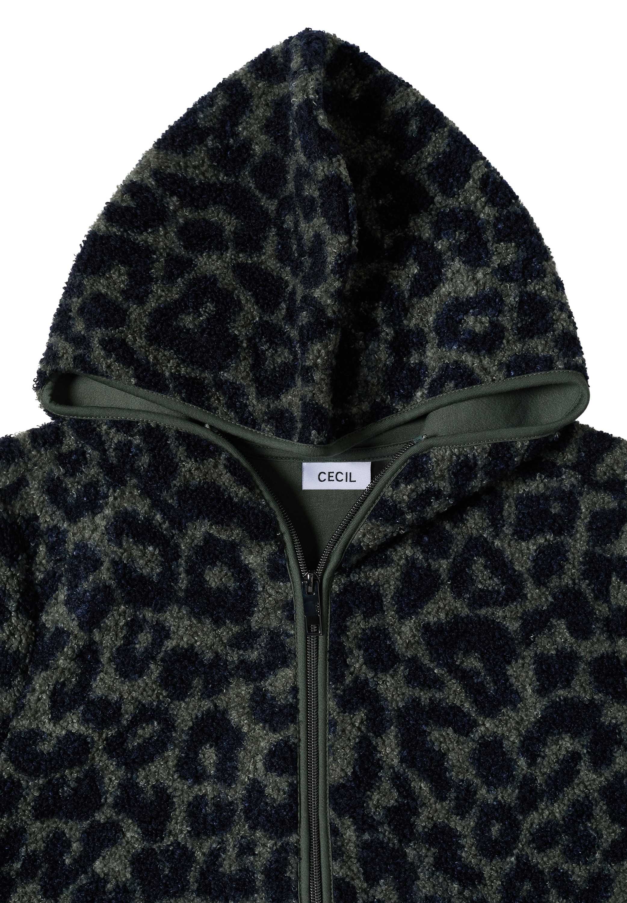 Cecil Fellimitatjacke mit Kapuze im Leo Design