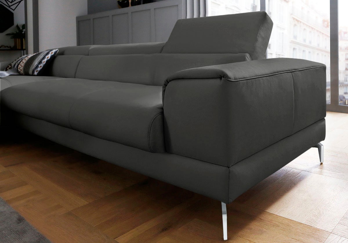 W.SCHILLIG Ecksofa »piedroo, Designsofa mit tollem Sitzkomfort, bequem und elegant, L-Form«, Kopfteilverstellung, wahlweise mit Sitztiefenverstellung, Breite 343cm